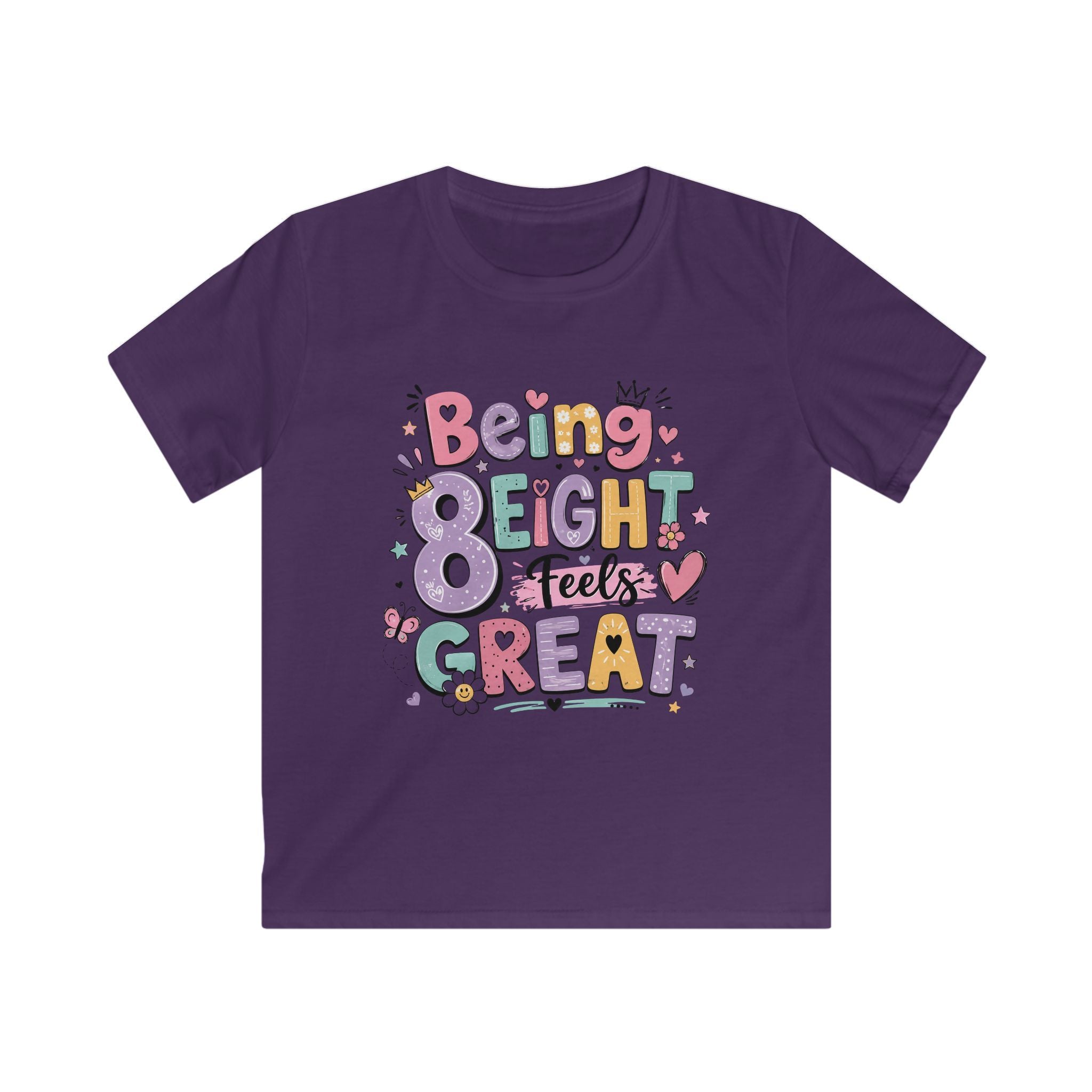 Kids "Being Eight Feels Great" Birthday T-Shirt