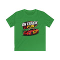 Kids Racing Tee "On Track to Fun" Red Race Car Shirt for Boys and Girls