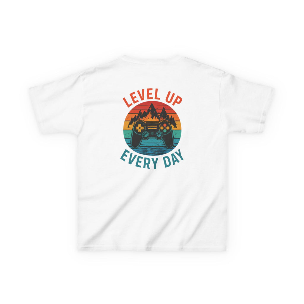 Kids Tee "Level Up Every Day" Retro Gamer Graphic