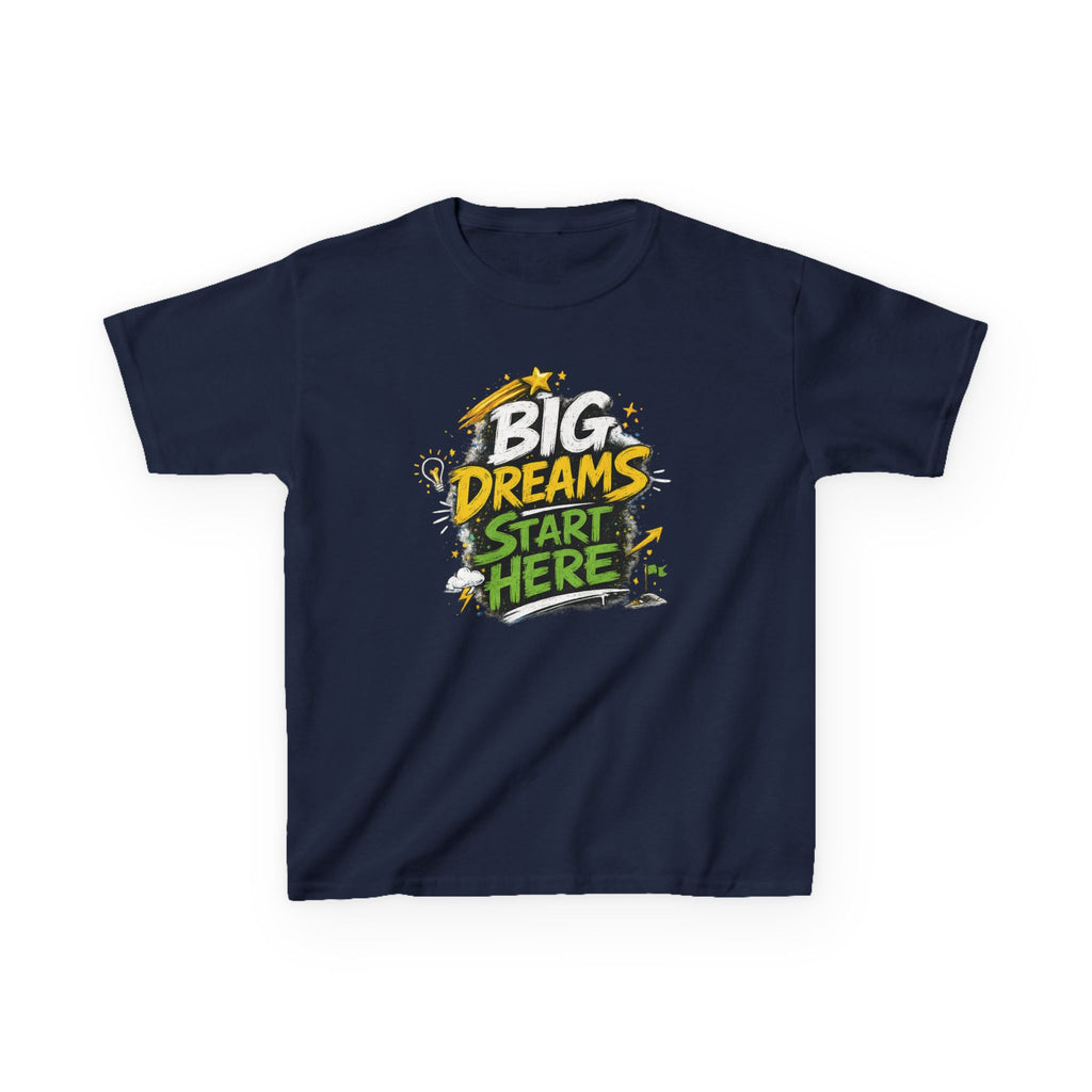 School Kids Tee "Big Dreams Start Here" Motivational Graphic Shirt