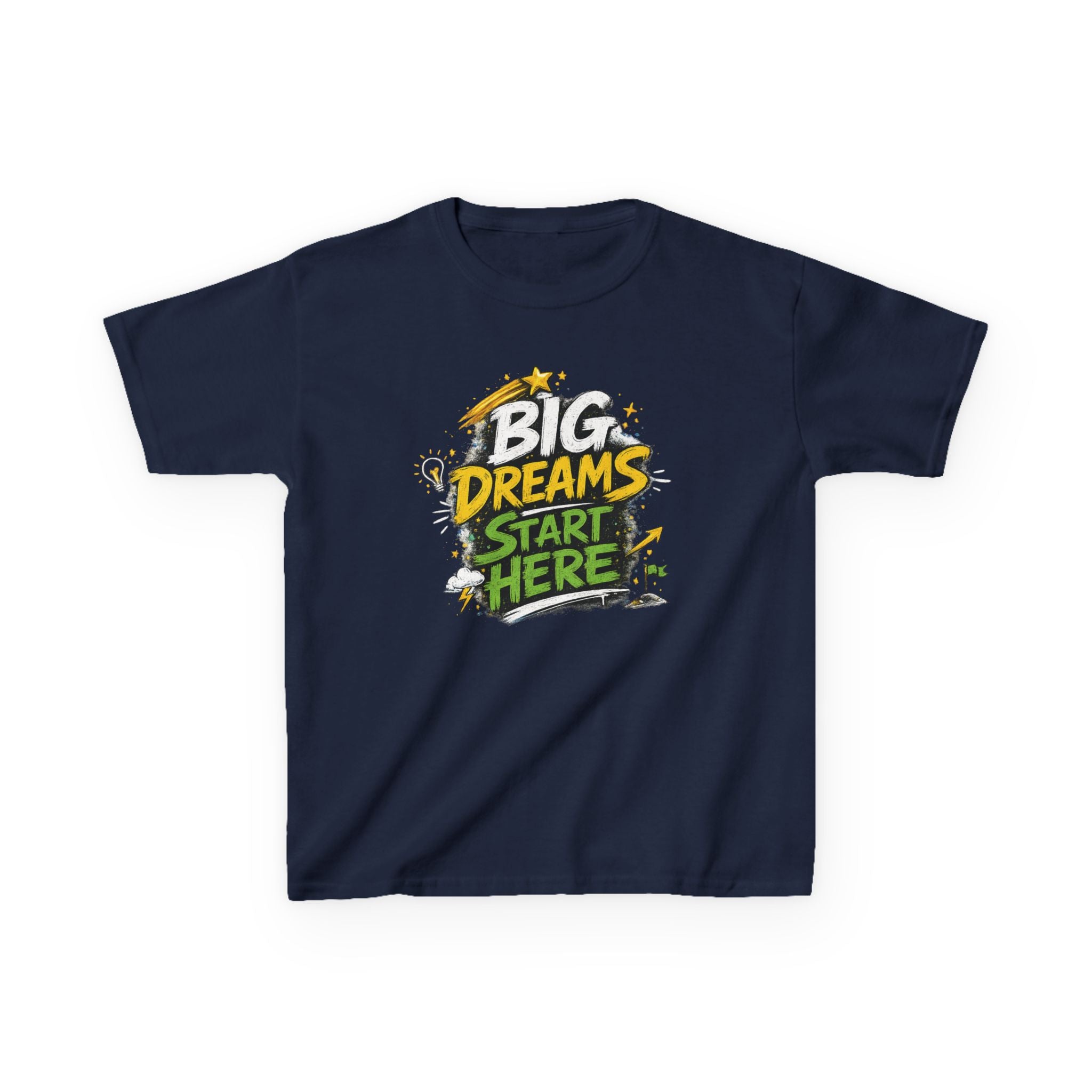 School Kids Tee "Big Dreams Start Here" Motivational Graphic Shirt