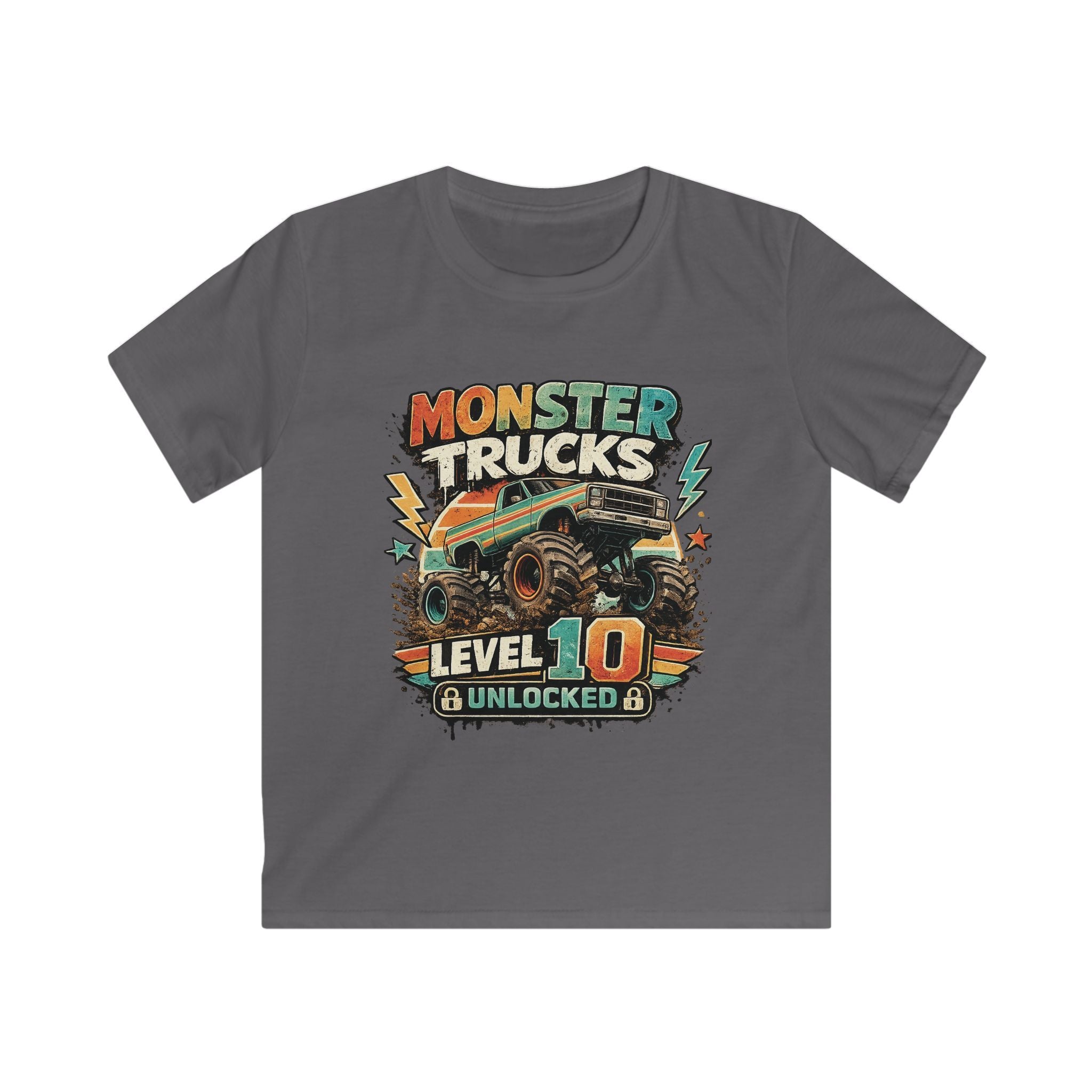 Monster Trucks Level 10 Kids Tee Birthday Adventure Shirt