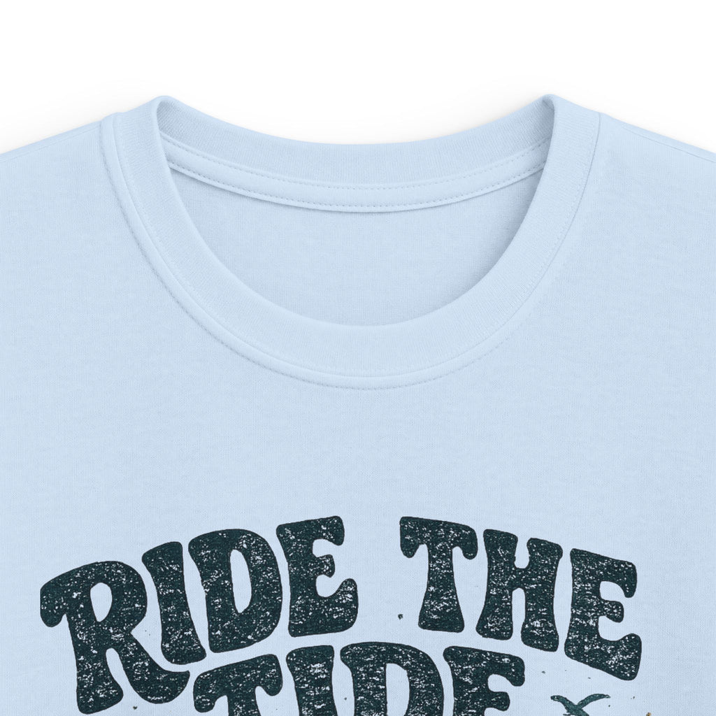 Kids Tee "Ride the Tide" Dolphin Surf Boys & Girls Graphic T-Shirt