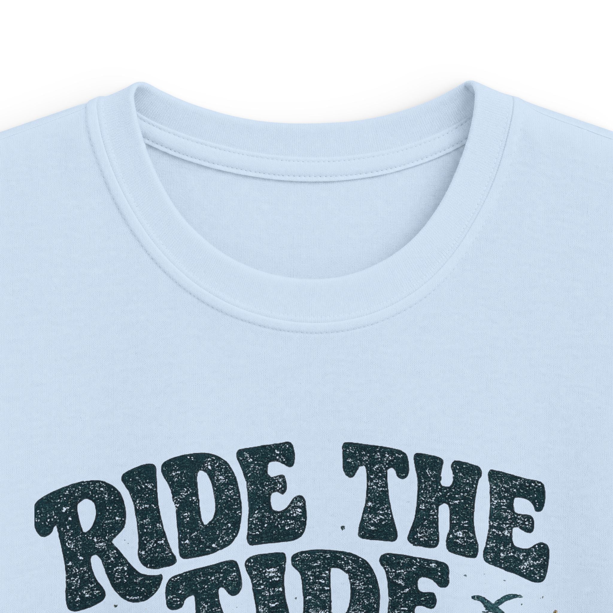 Kids Tee "Ride the Tide" Dolphin Surf Boys & Girls Graphic T-Shirt