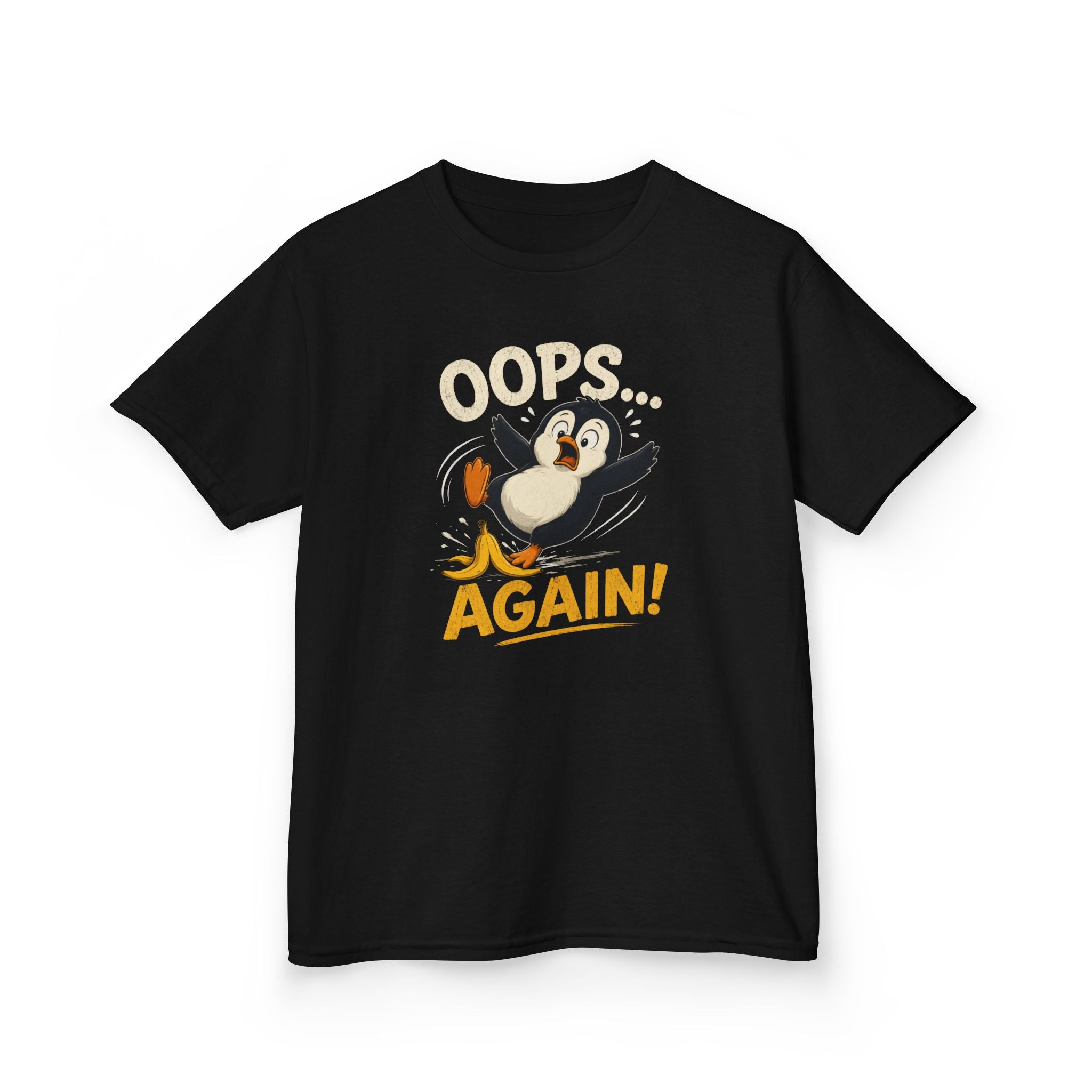 Kids Tee Cute Penguin "Oops... Again!" Funny Graphic T-Shirt