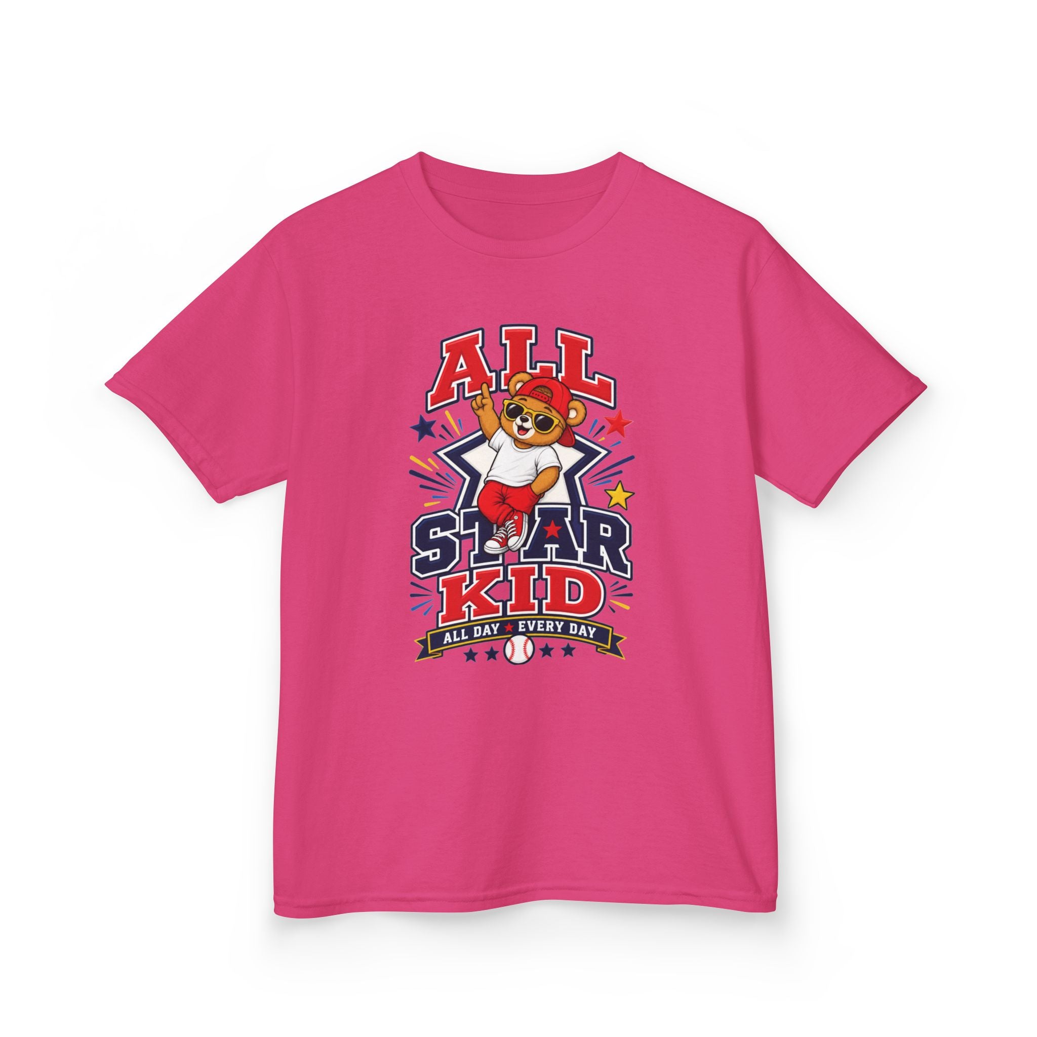 All Star Kid Kids T‑Shirt  Cute Baseball Bear Sports Graphic Tee