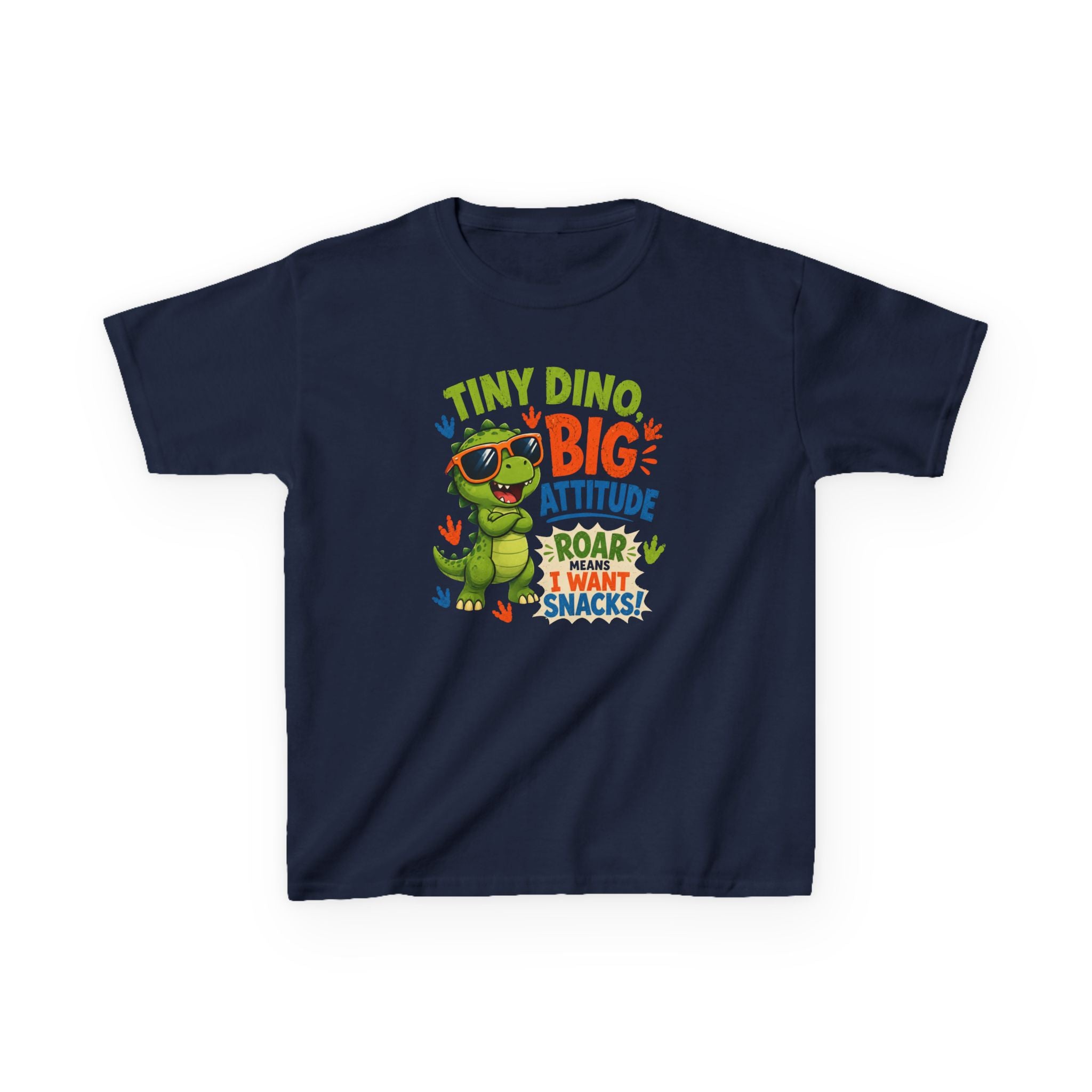 Kids T-Shirt "Tiny Dino, Big Attitude: Roar I Want Snacks" Cute Dino Tee