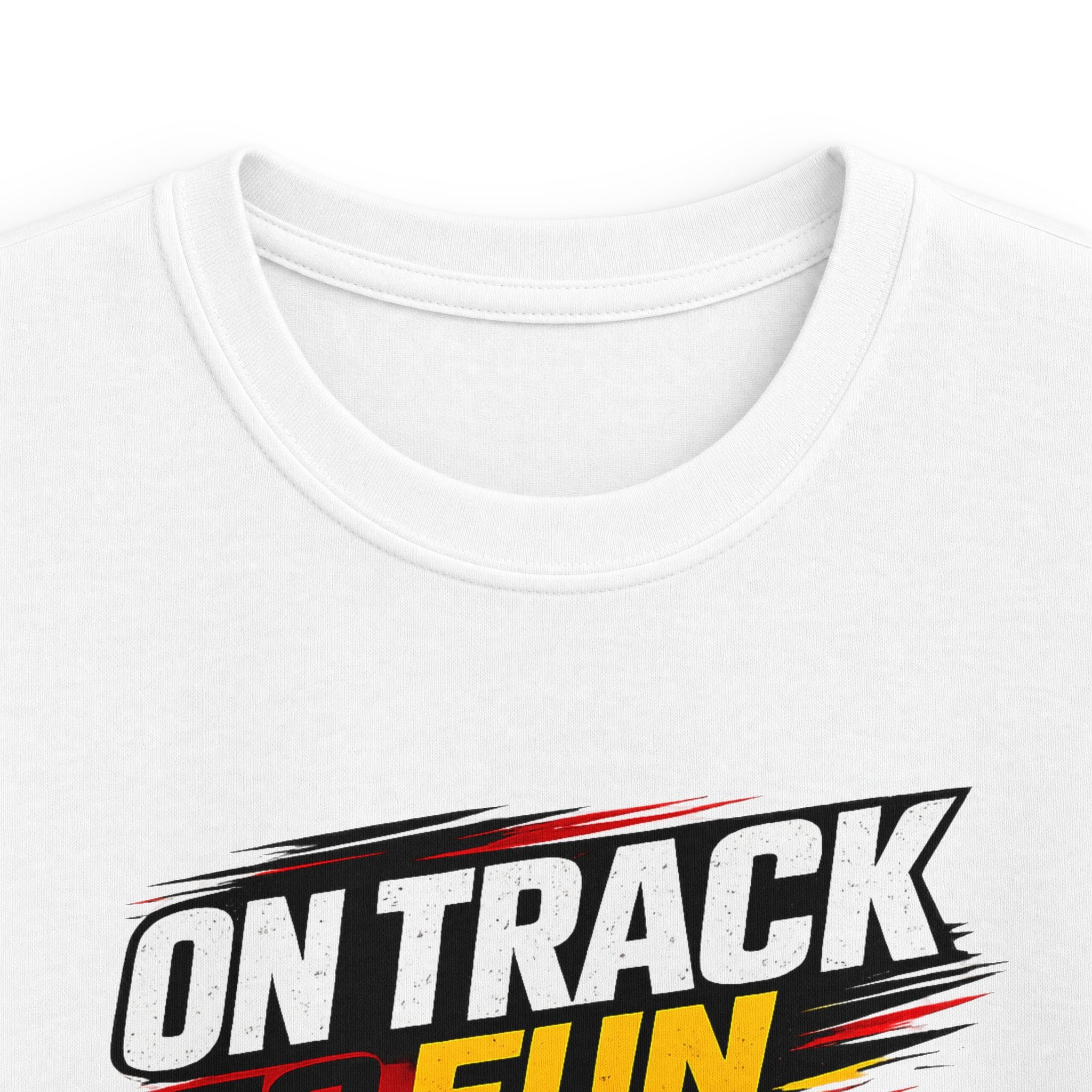 Kids Racing Tee "On Track to Fun" Red Race Car Shirt for Boys and Girls