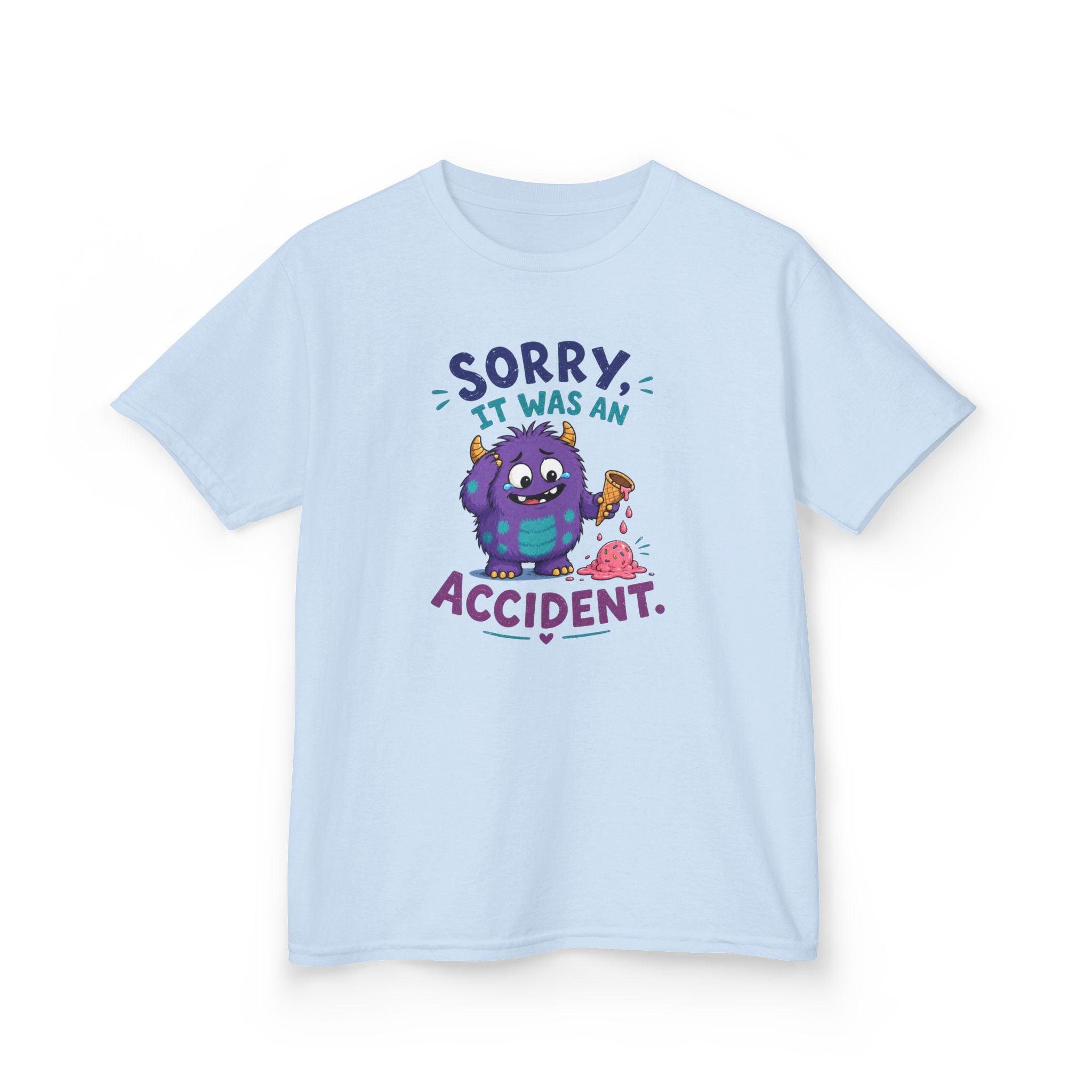Kids Tee Cute Monster "Sorry, It Was An Accident" Funny Kids Shirt
