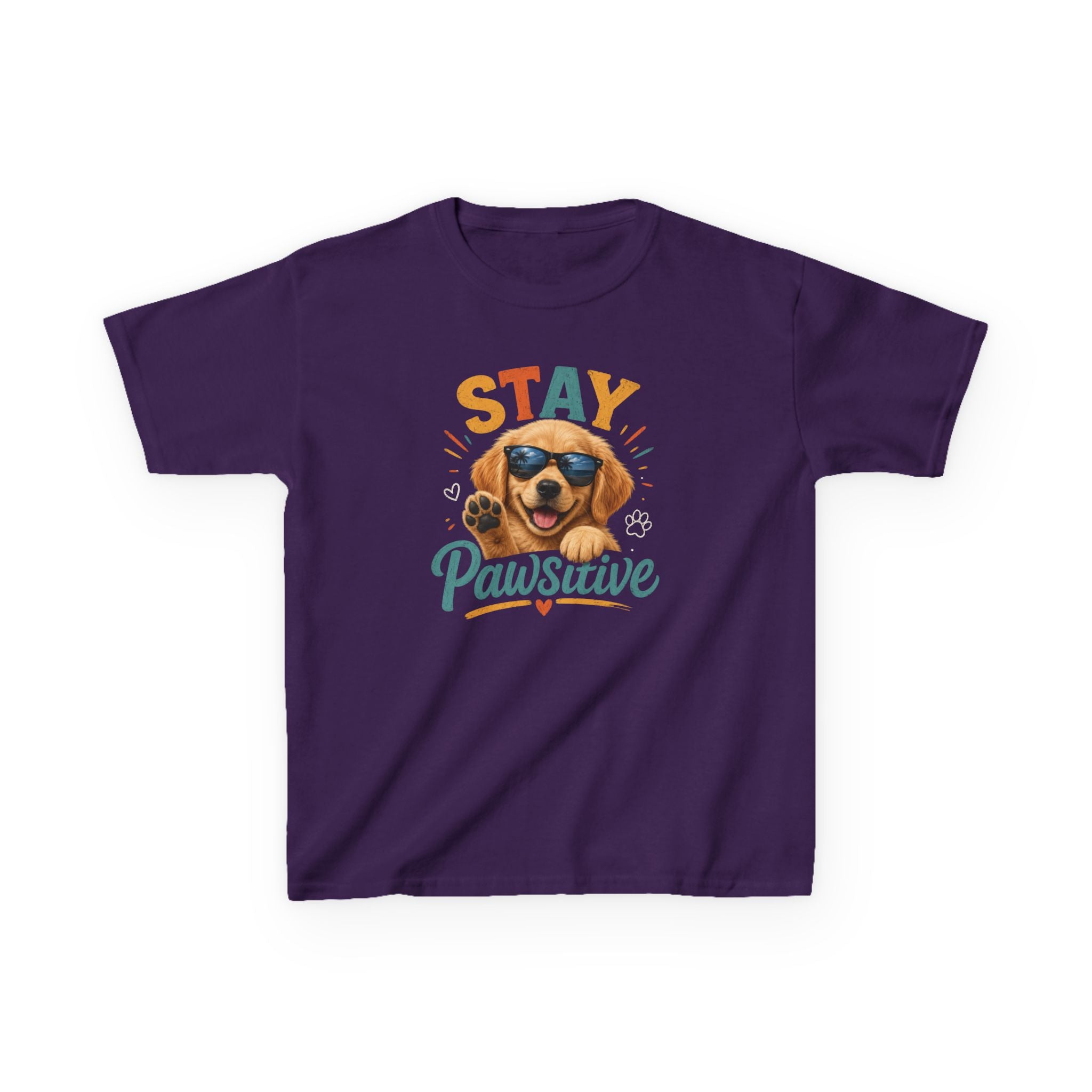 Kids T-Shirt "Stay Pawsitive" Cool Dog Cute Graphic Tee for Boys & Girls