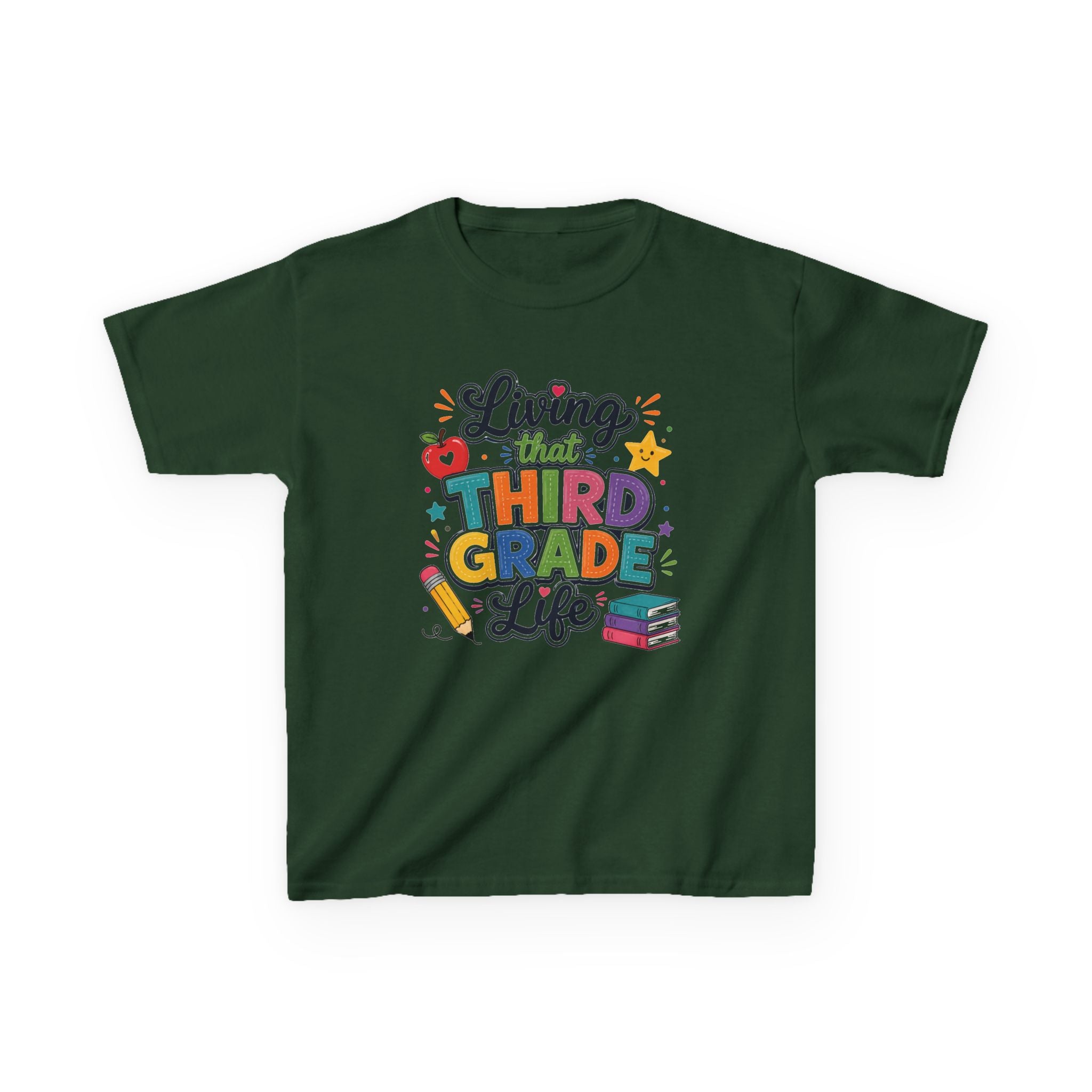 Kids "Living That Third Grade Life" T-Shirt Girls & Boys Colorful Back-to-School Tee