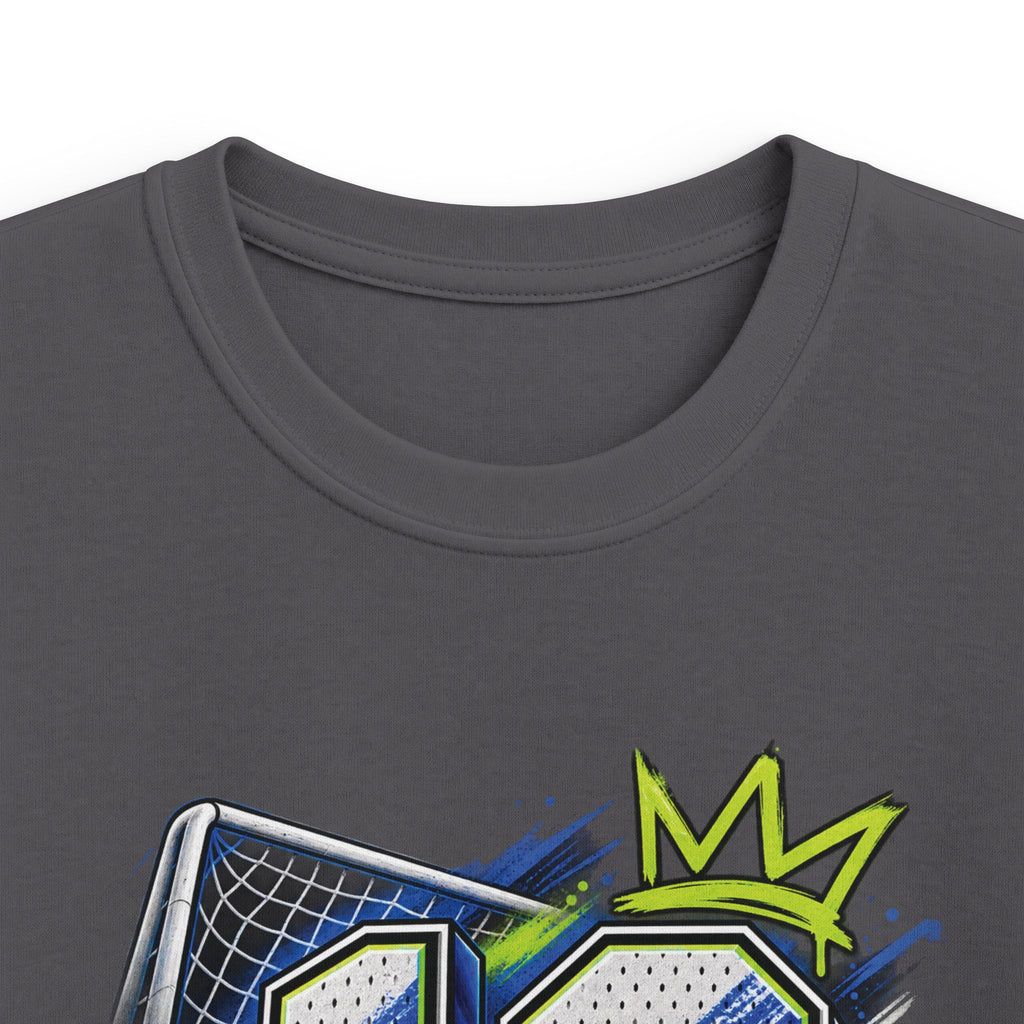 Kids Birthday Soccer Number 10 Tee Youth Soccer Shirt with Ball & Cleat Graphic
