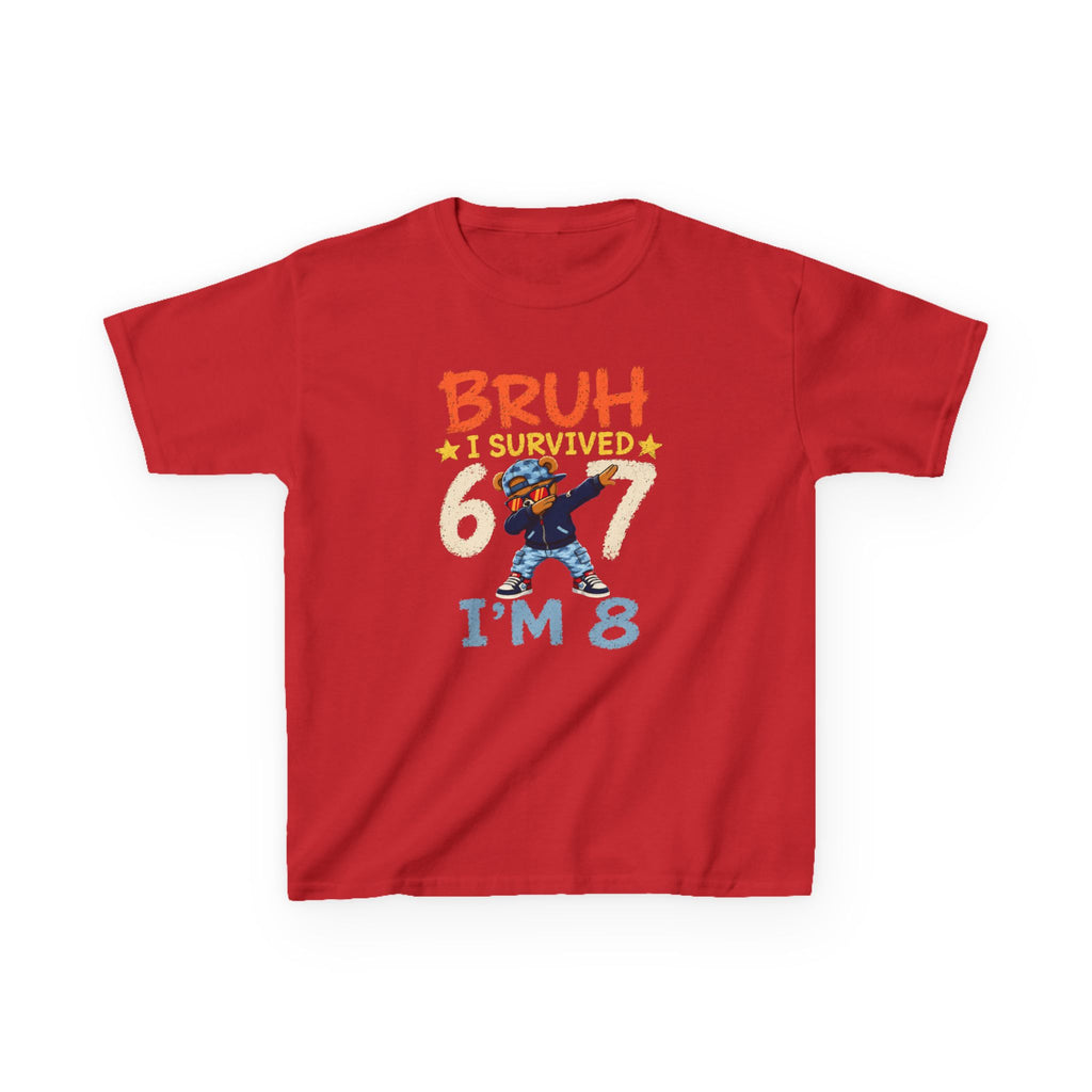 "Bruh I survived 6 7" " I'M 8" Boys Graphic kids Birthday T-Shirt Design