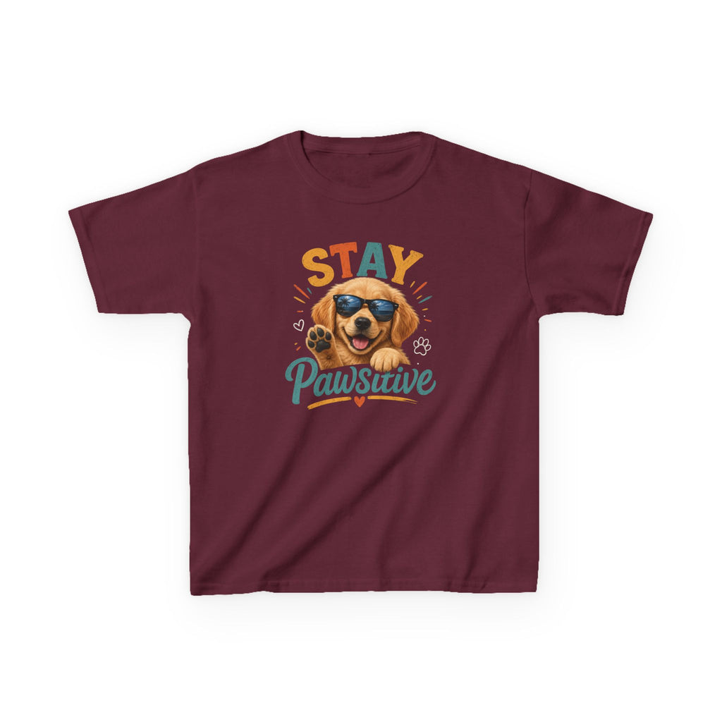Kids T-Shirt "Stay Pawsitive" Cool Dog Cute Graphic Tee for Boys & Girls