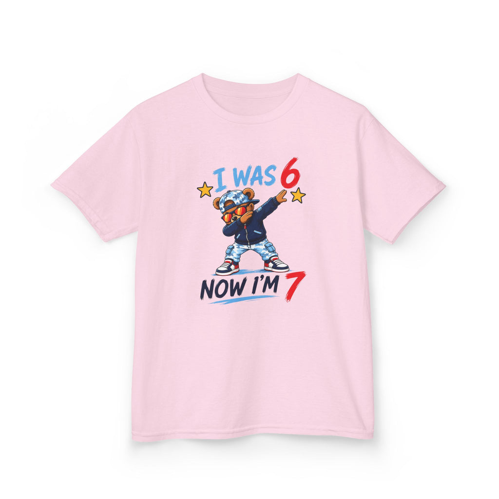 "I was 6 Now I'm 7" Boys Graphic kids Birthday T-Shirt Design