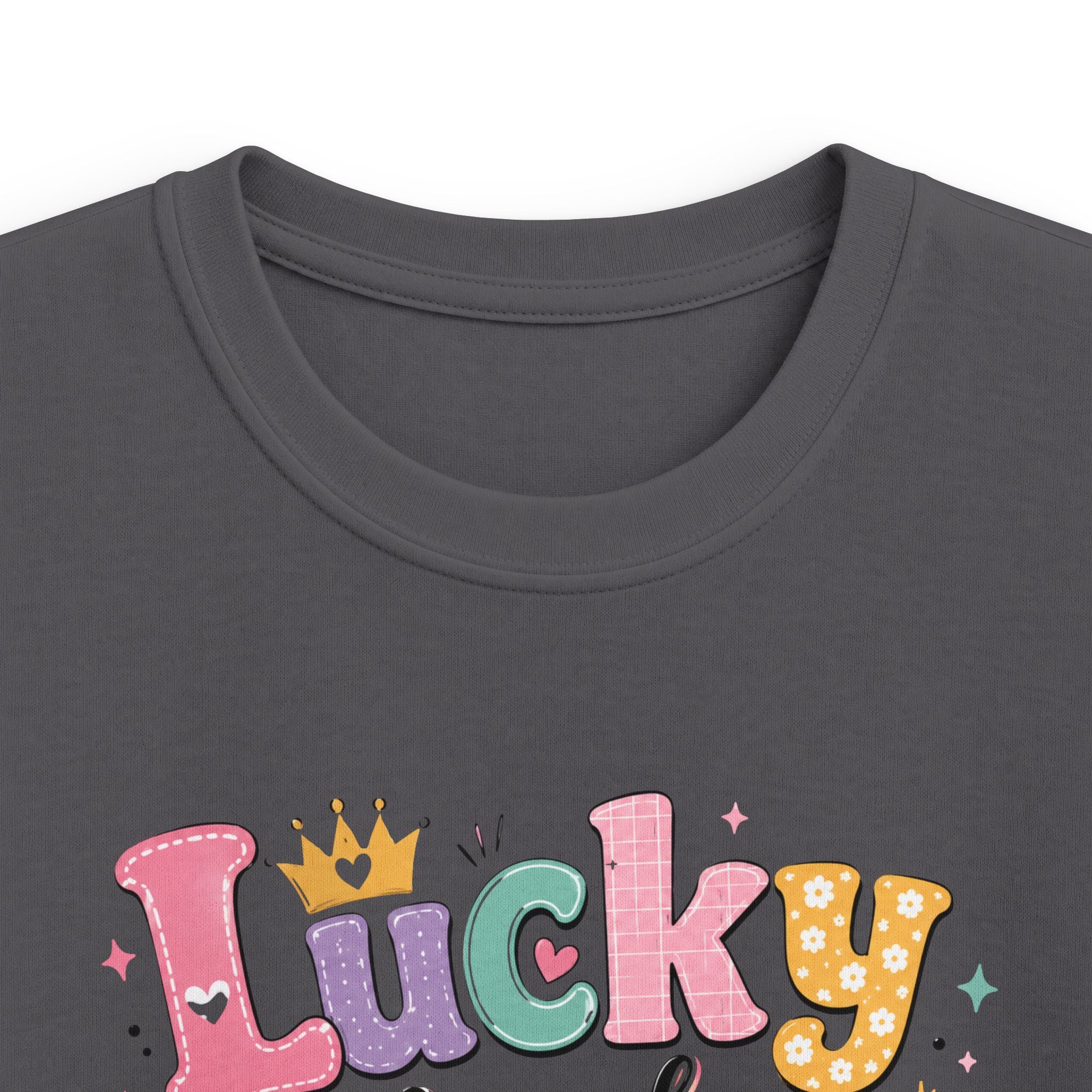 Girls "Lucky Number 7" T-Shirt Cute St. Patrick's Day Rainbow & Clover Tee