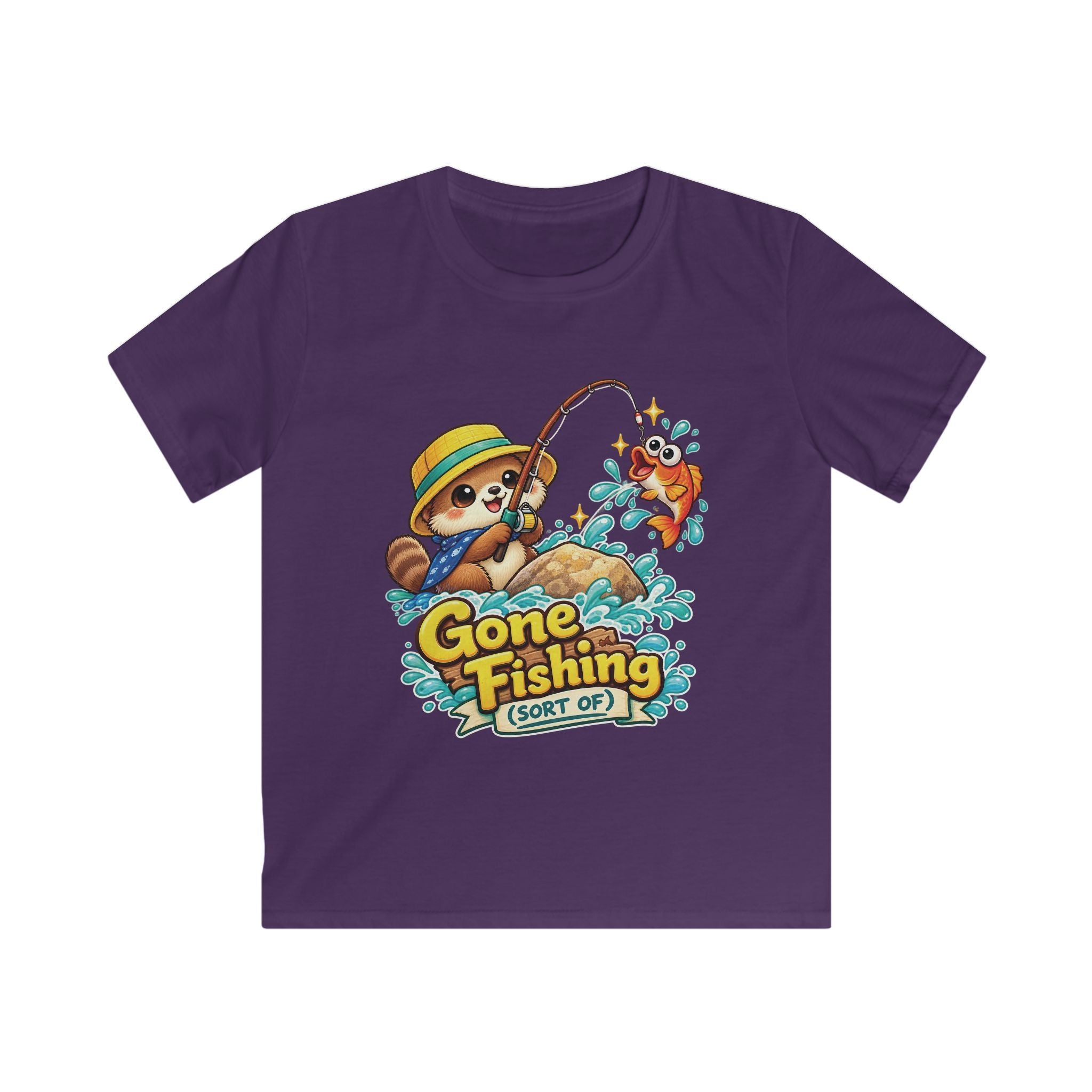 Kids Tee Cute Bear 'Gone Fishing' Graphic Tee for Boys & Girls