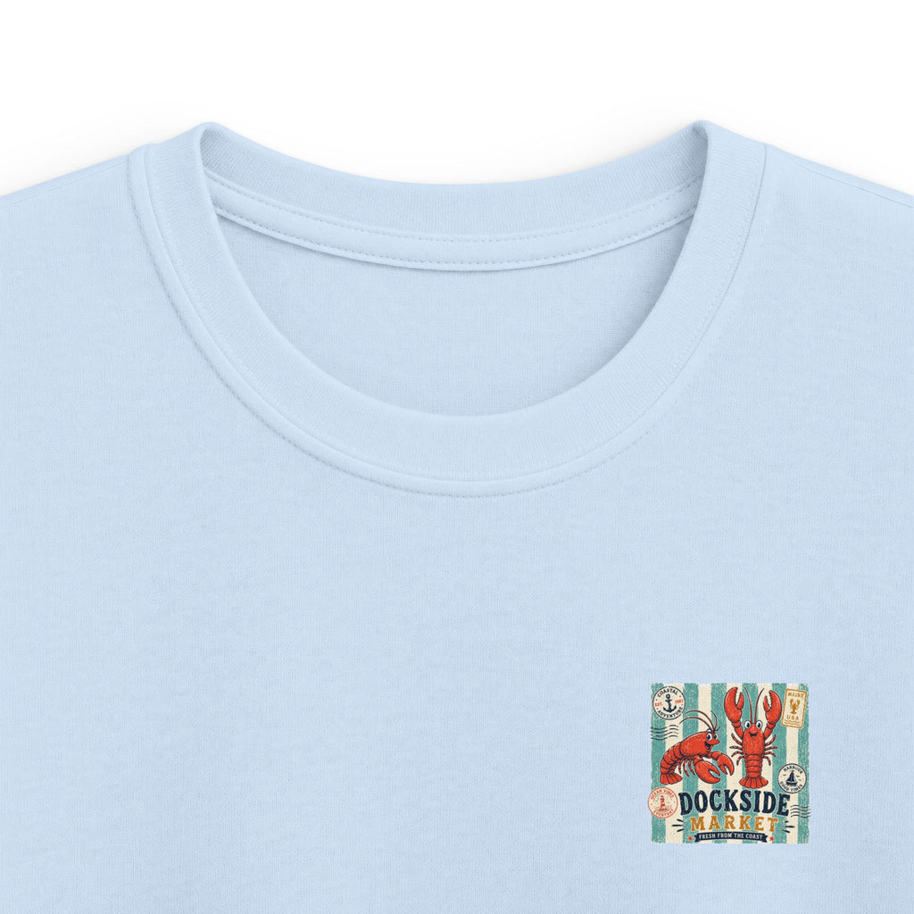 "Dockside Market" Kids Tee Retro Lobster Beach Graphic T-Shirt