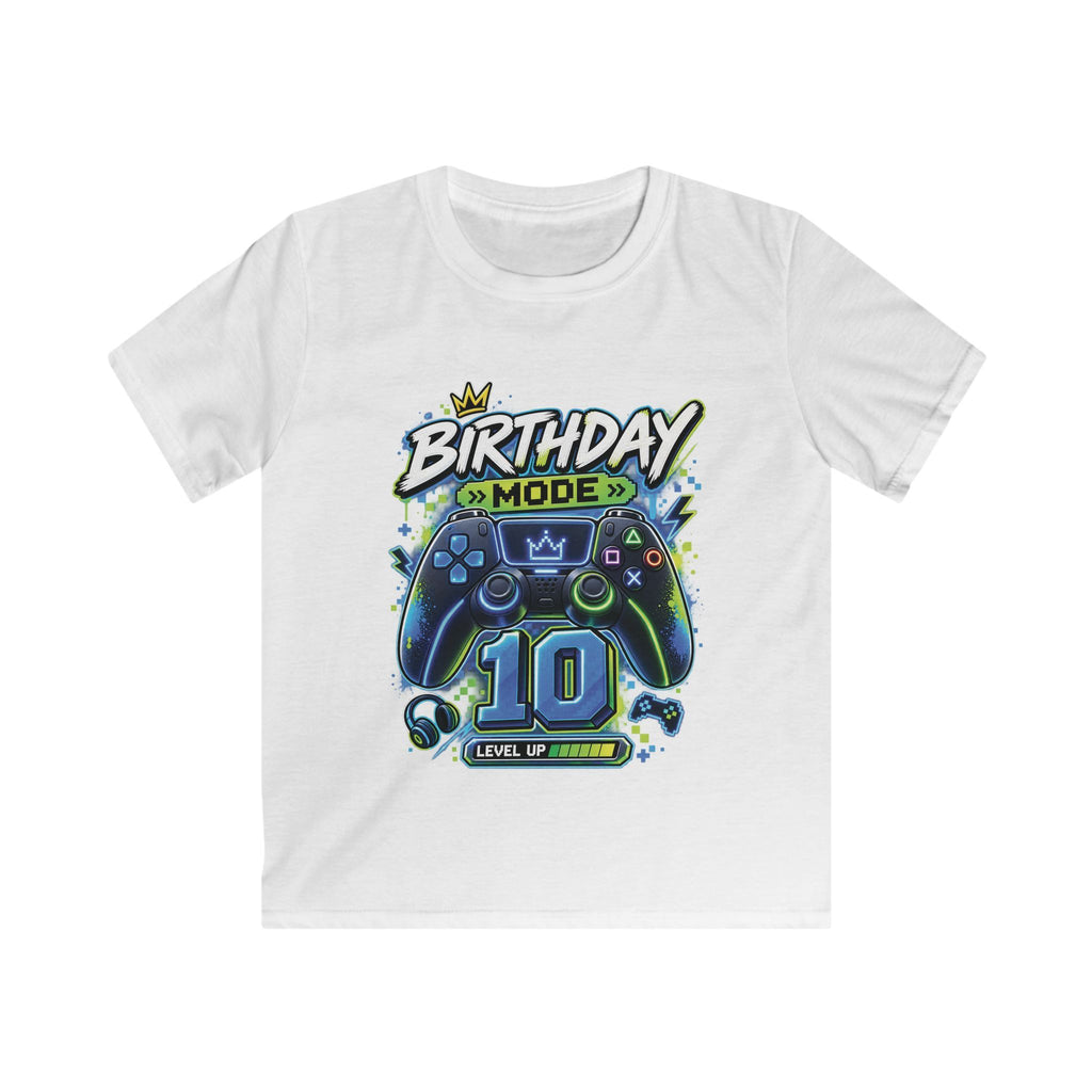 Kids 10th Birthday Gamer Tee "Birthday Mode 10" Level Up Shirt