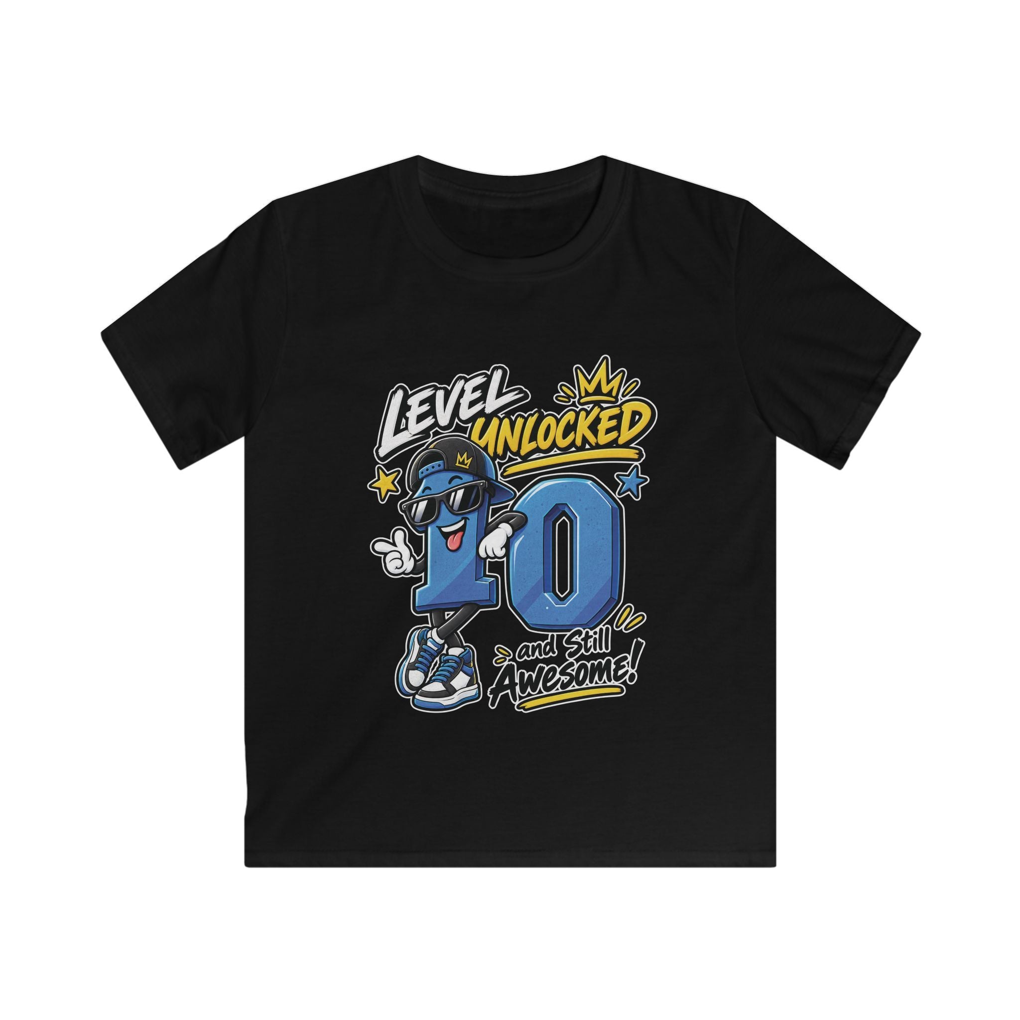 Kids 10th Birthday T-Shirt "Level Unlocked 10 and Still Awesome"