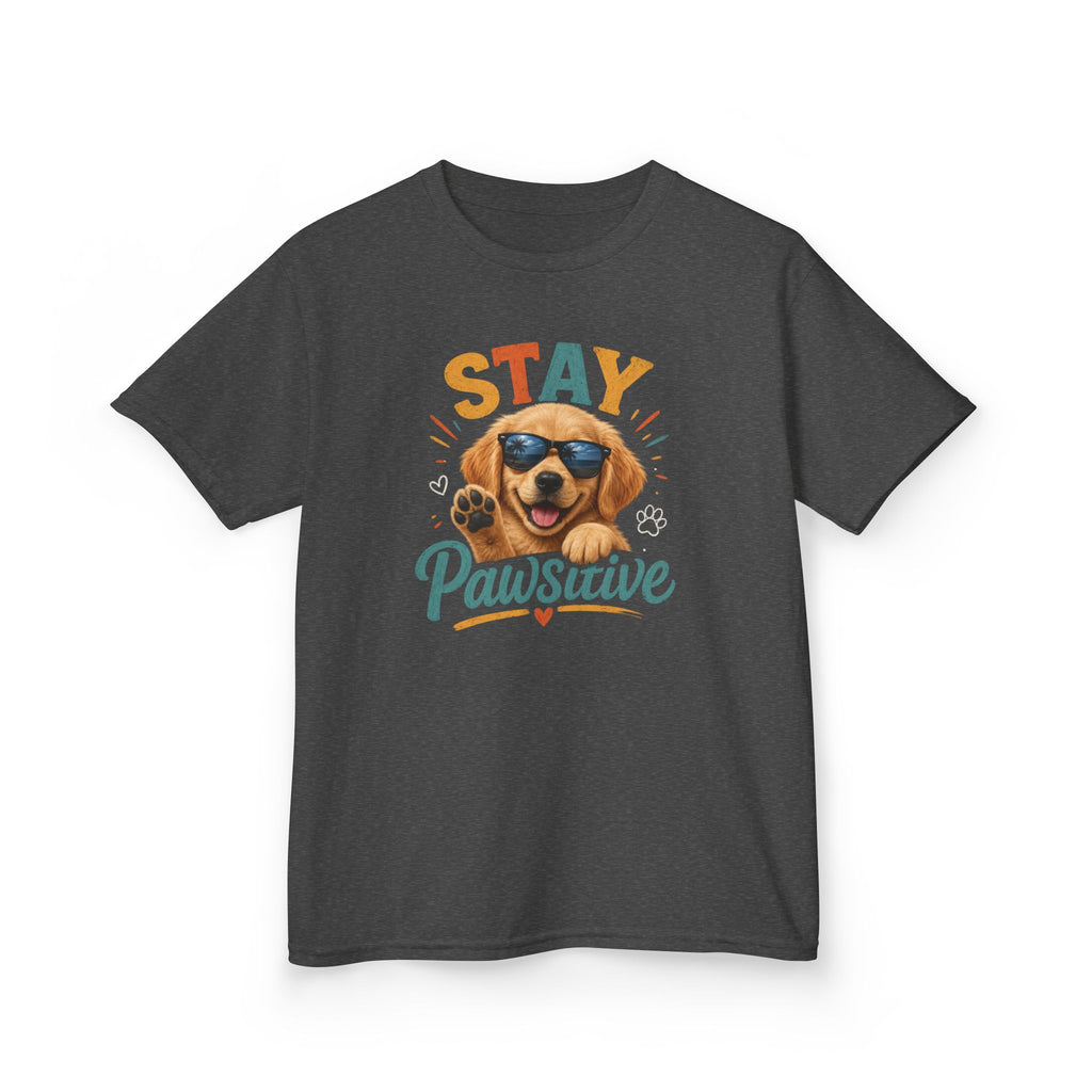 Kids T-Shirt "Stay Pawsitive" Cool Dog Cute Graphic Tee for Boys & Girls