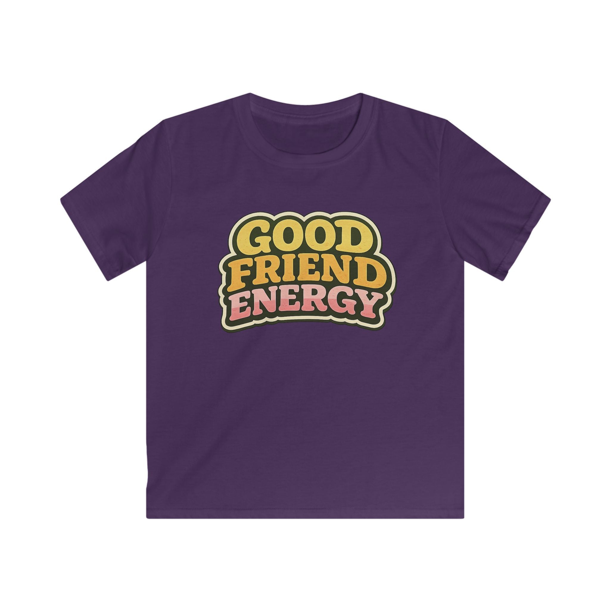 Kids Tee "Good Friend Energy" Retro Graphic Youth T‑Shirt For Boys & Girls