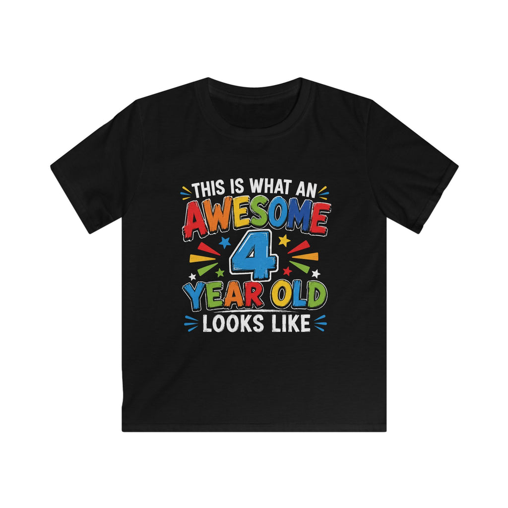 "This Is What An Awesome 4 Year Old Looks Like" Kids Birthday T-Shirt