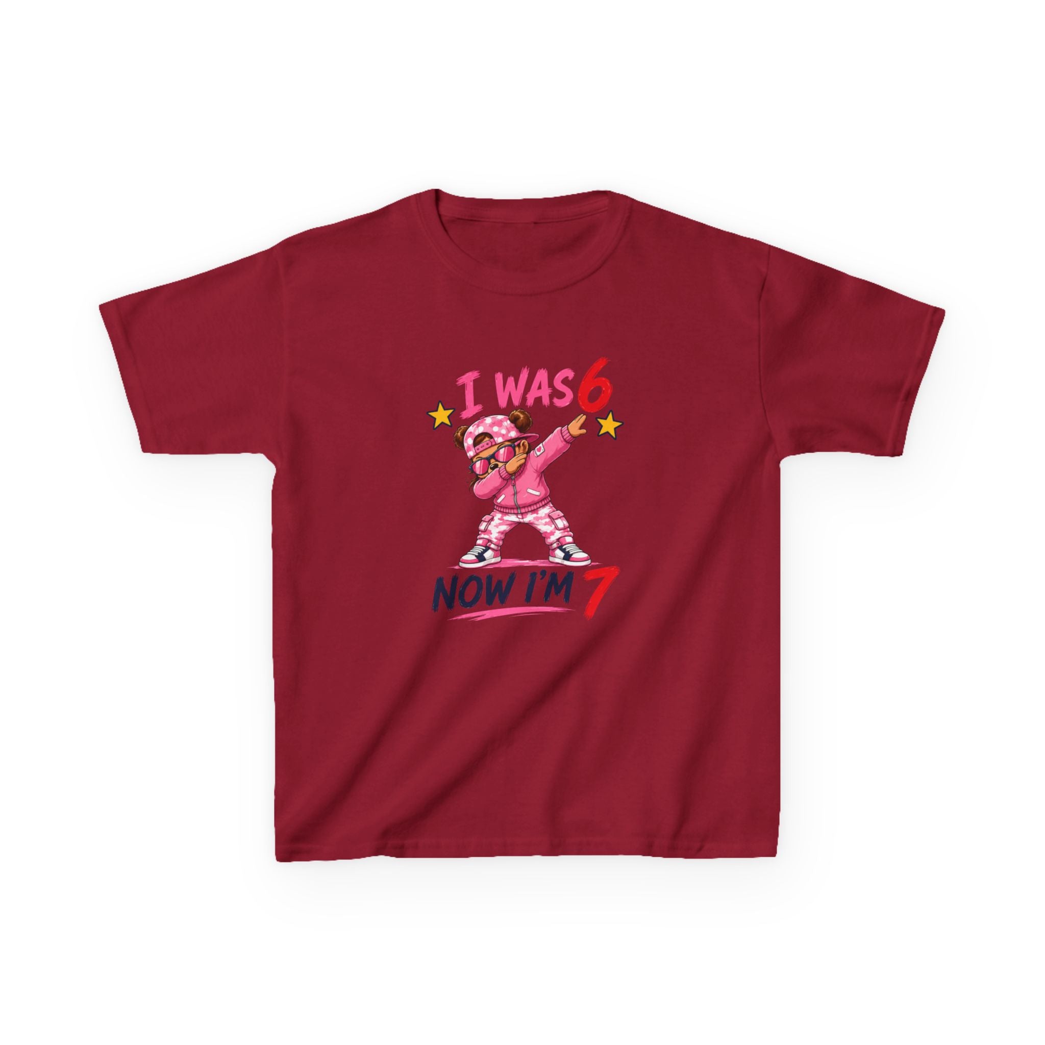 " I was 6 Now I'm 7" Girls Graphic kids Birthday T-Shirt Design