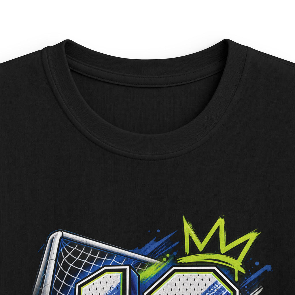 Kids Birthday Soccer Number 10 Tee Youth Soccer Shirt with Ball & Cleat Graphic