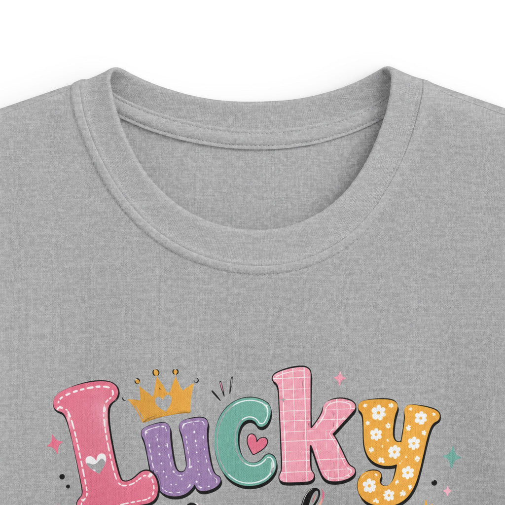 Girls "Lucky Number 7" T-Shirt Cute St. Patrick's Day Rainbow & Clover Tee