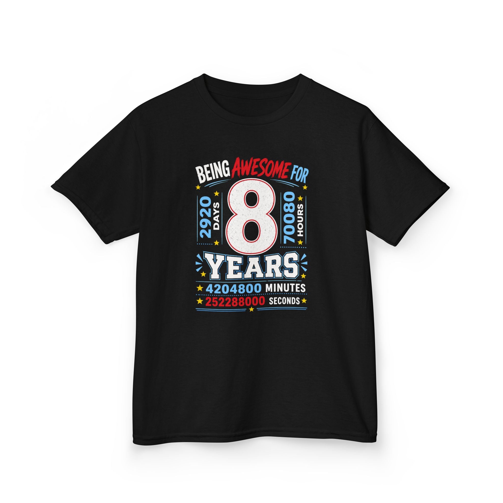 " Being Awesome For 8 Years" Graphic kids Birthday T-Shirt Design