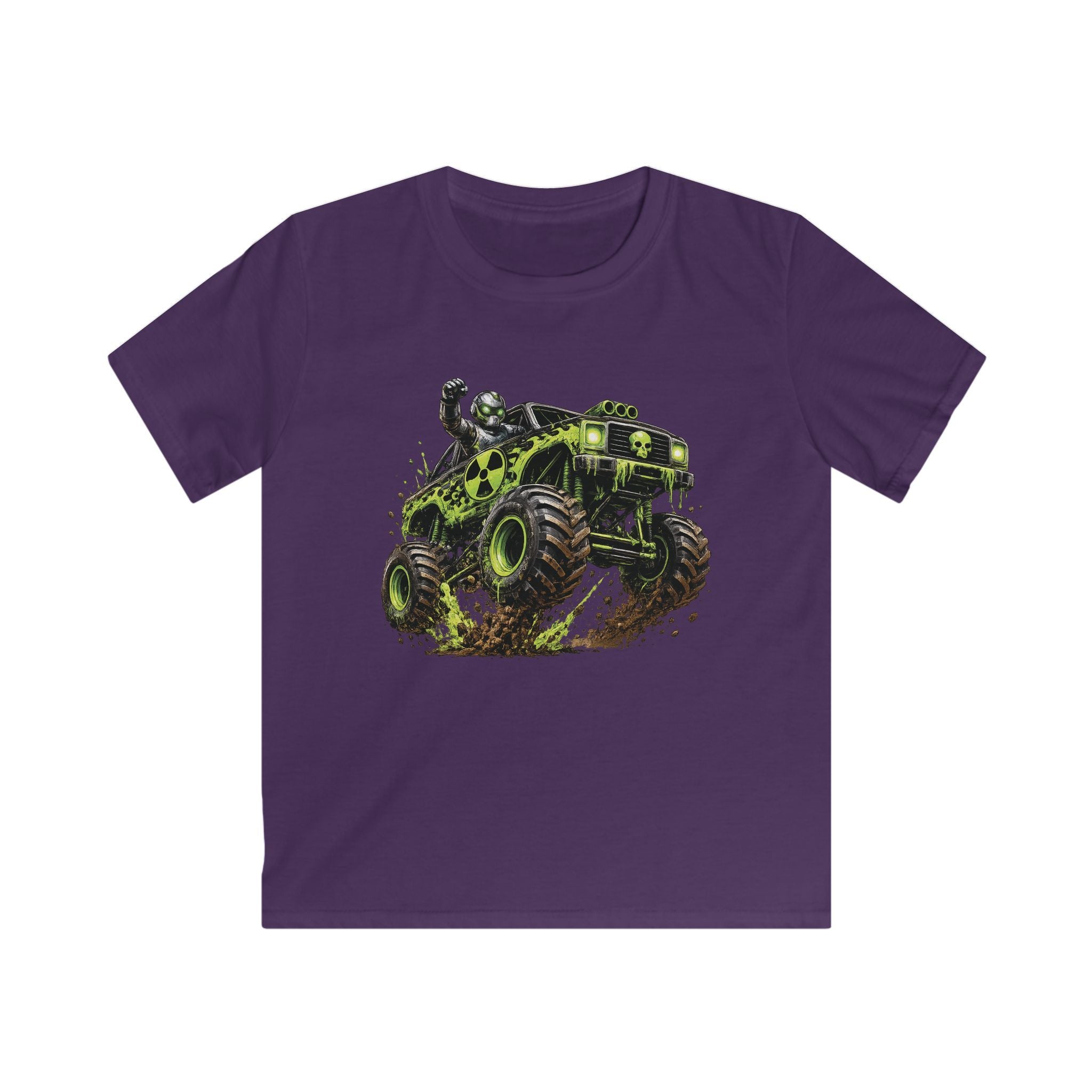 Boys Monster Truck T‑Shirt Green Mud Splash Off‑Road Tee