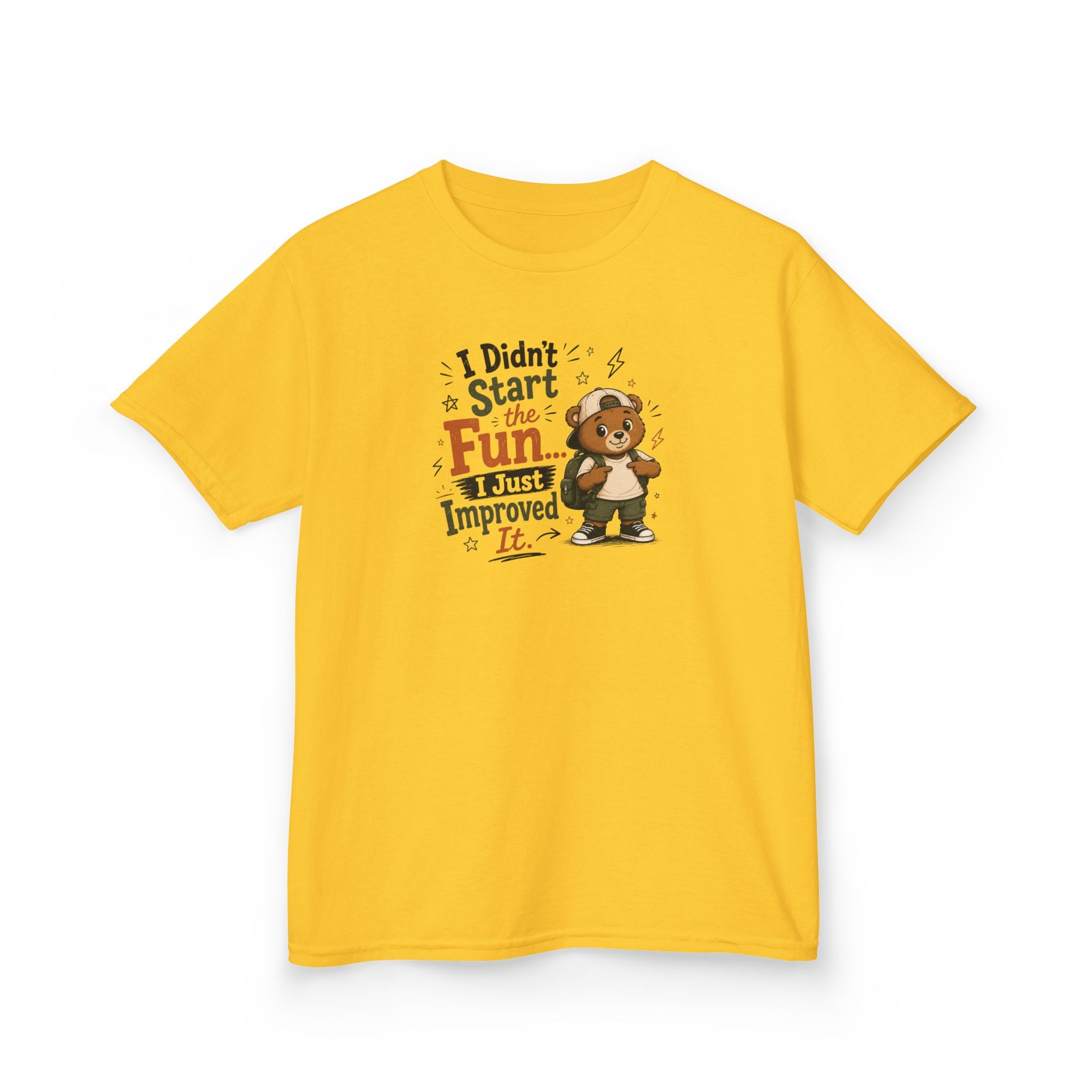 Kids Funny T-Shirt — "I Didn't Start the Fun... I Just Improved It."