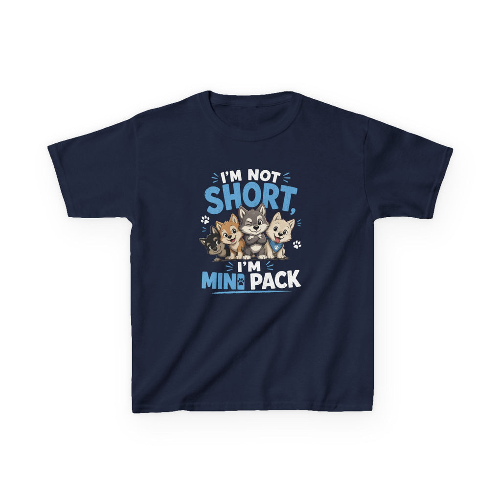 Kids Tee "I'm Not Short, I'm Mini Pack" Cute Husky Puppy Shirt