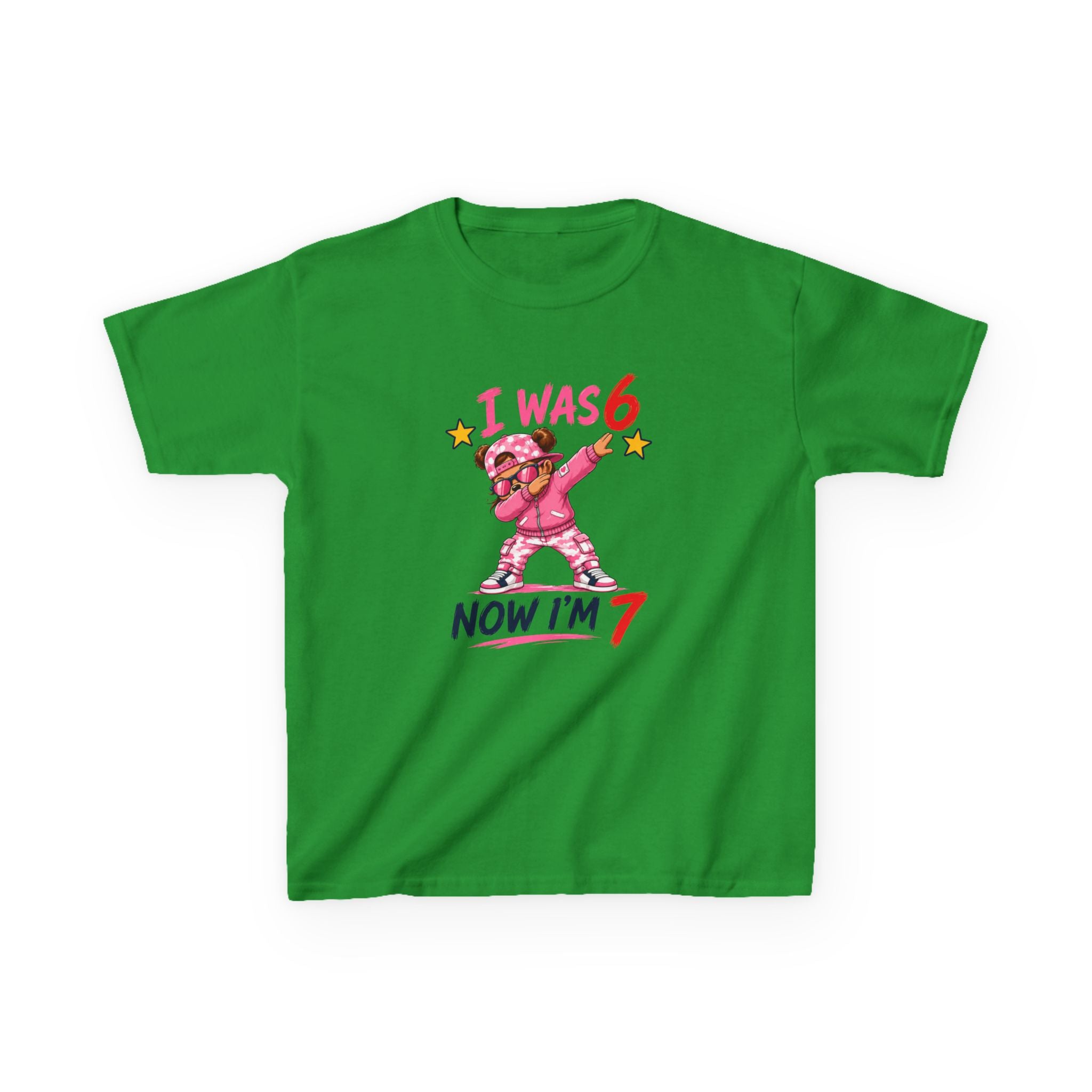 " I was 6 Now I'm 7" Girls Graphic kids Birthday T-Shirt Design