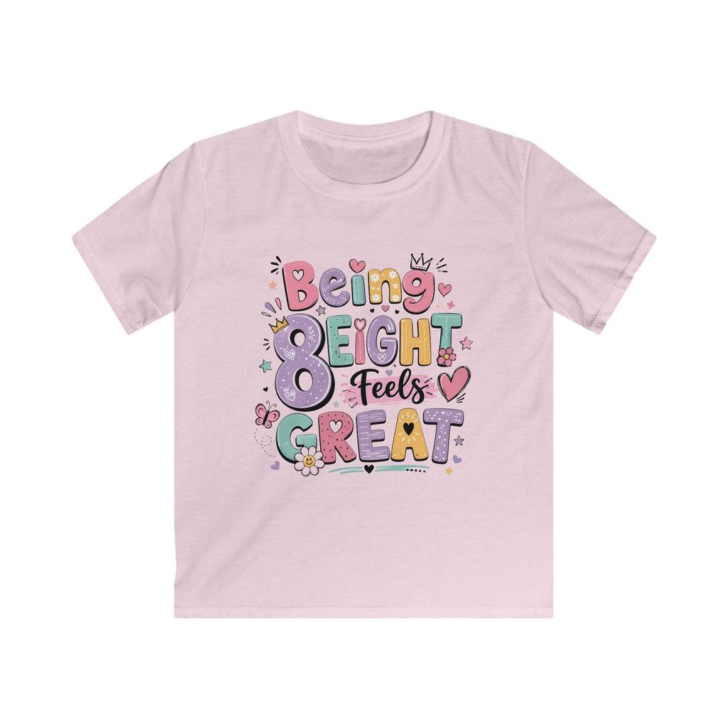 Kids "Being Eight Feels Great" Birthday T-Shirt