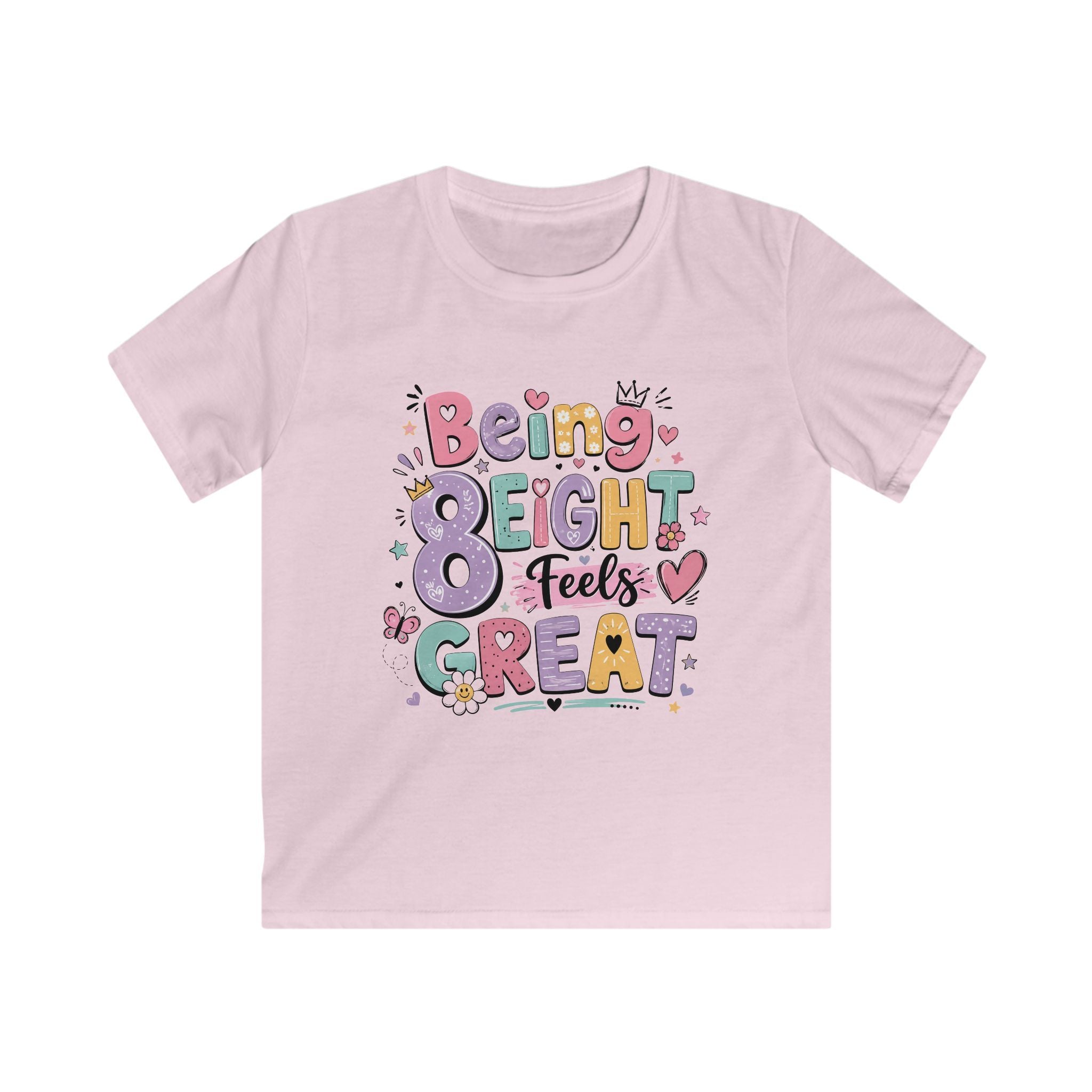 Kids "Being Eight Feels Great" Birthday T-Shirt