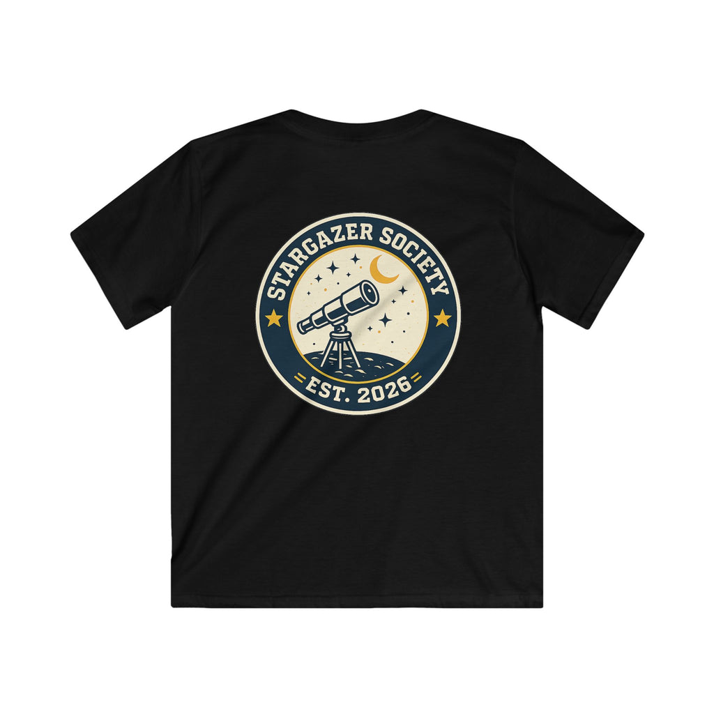 "Stargazer Society" Kids Tee Telescope 'Est. 2026' For Boys & Girls