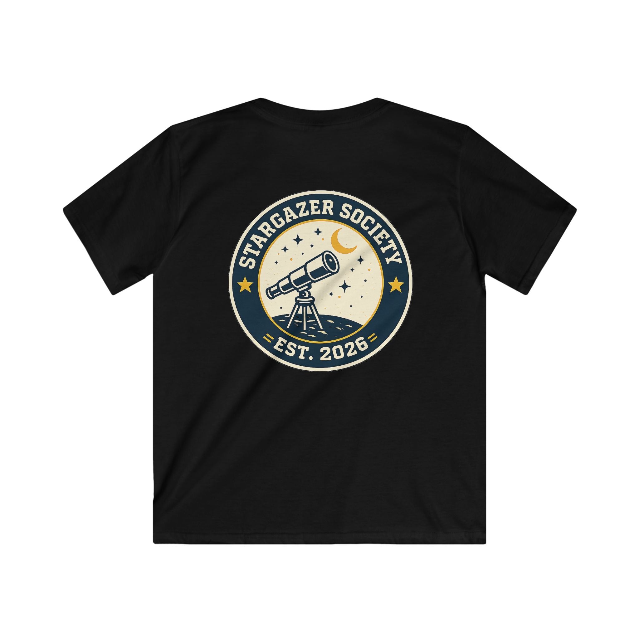 "Stargazer Society" Kids Tee Telescope 'Est. 2026' For Boys & Girls