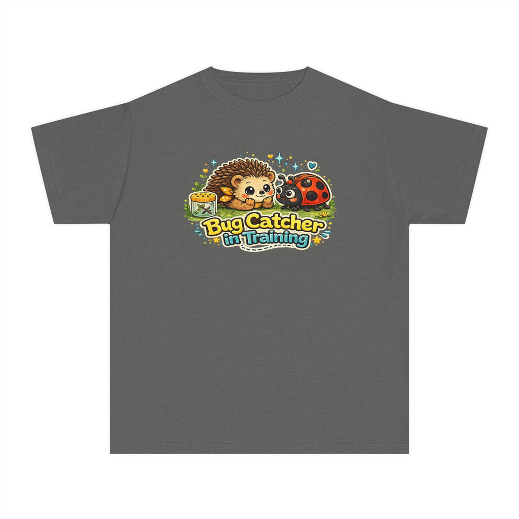 Youth Tee "Bug Catcher in Training" Cute Hedgehog & Ladybug Kids T-Shirt Girls & Boys