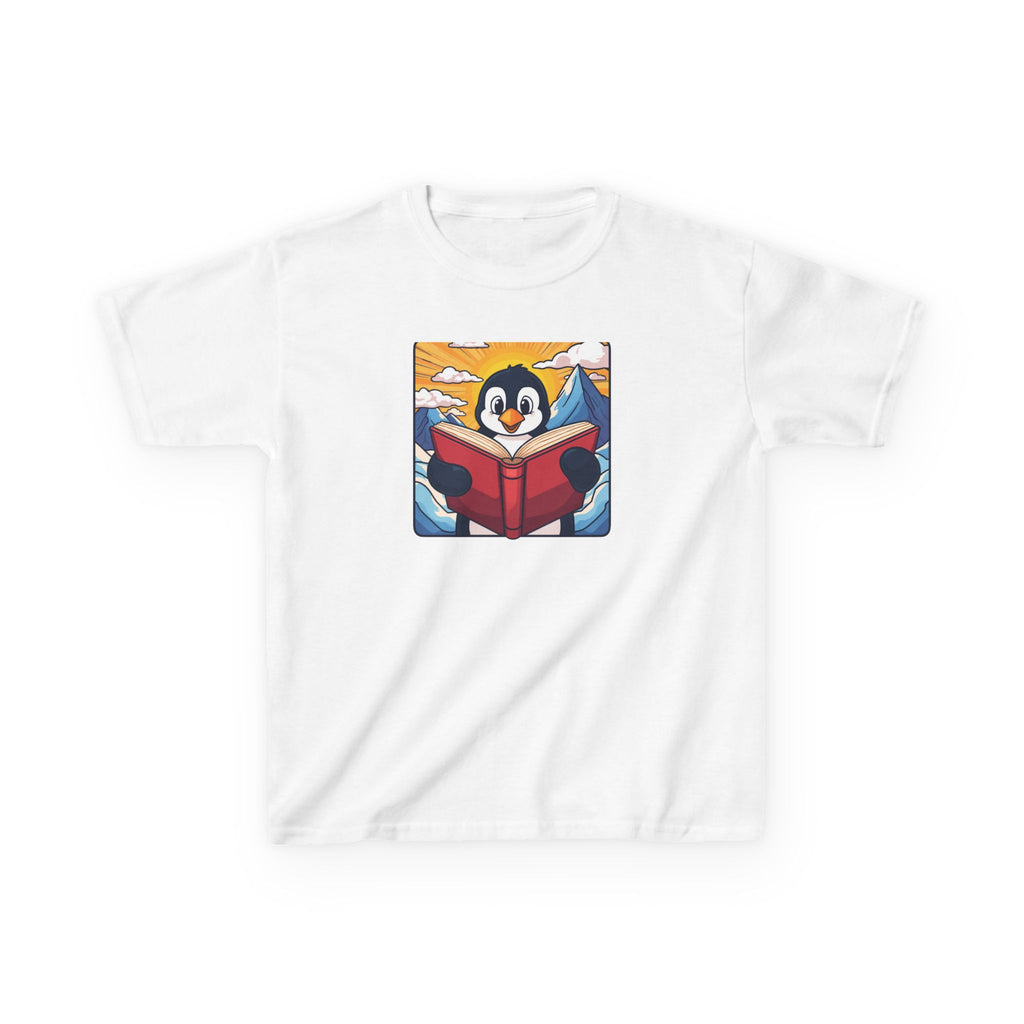 Kids Penguin Reading Tee Cute Book-Lover Shirt for Children