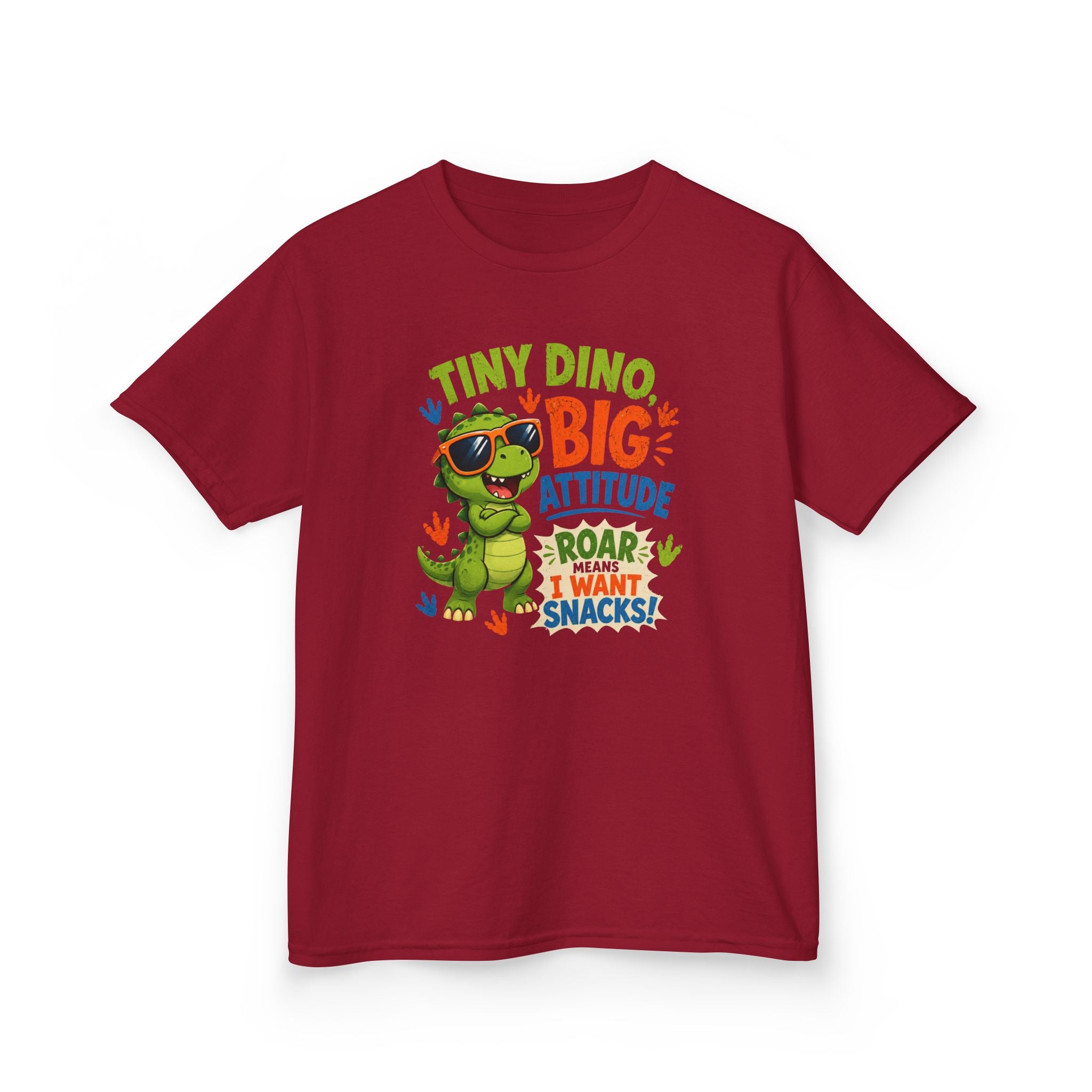 Kids T-Shirt "Tiny Dino, Big Attitude: Roar I Want Snacks" Cute Dino Tee
