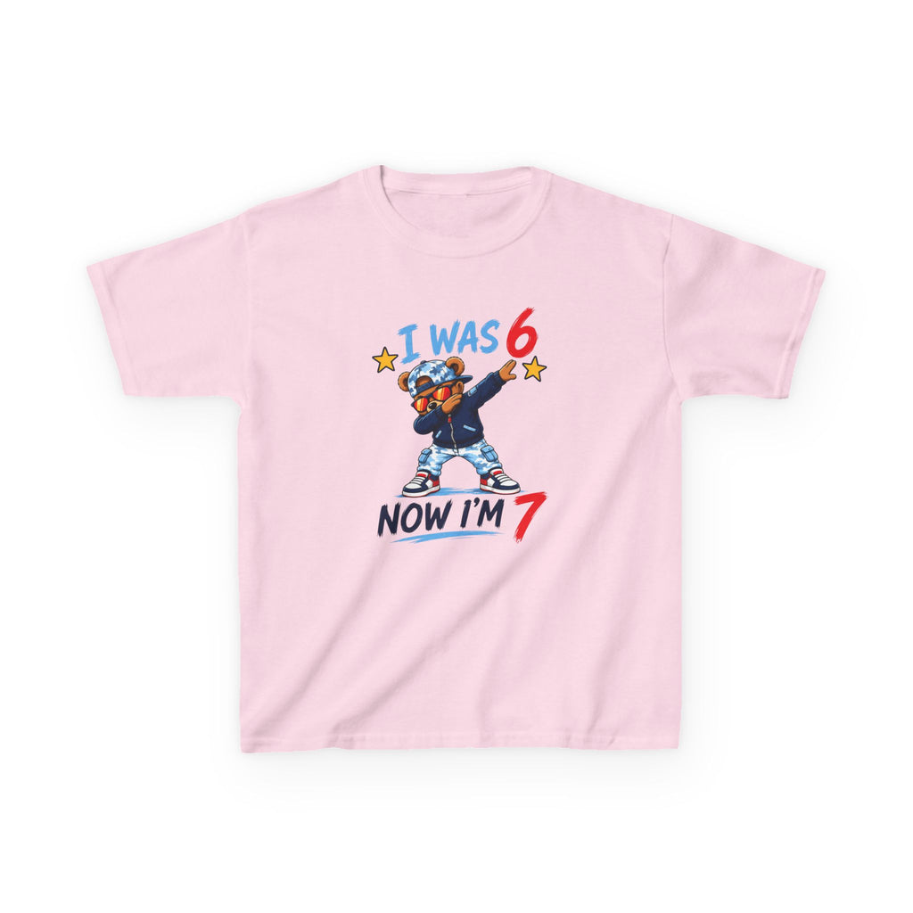 "I was 6 Now I'm 7" Boys Graphic kids Birthday T-Shirt Design