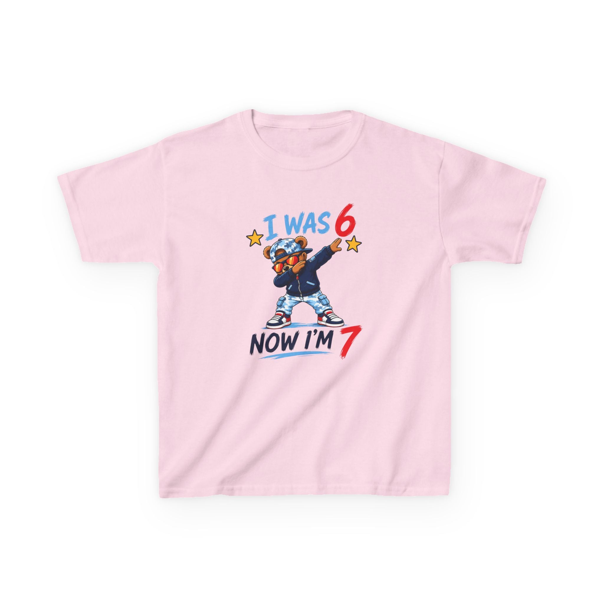 "I was 6 Now I'm 7" Boys Graphic kids Birthday T-Shirt Design