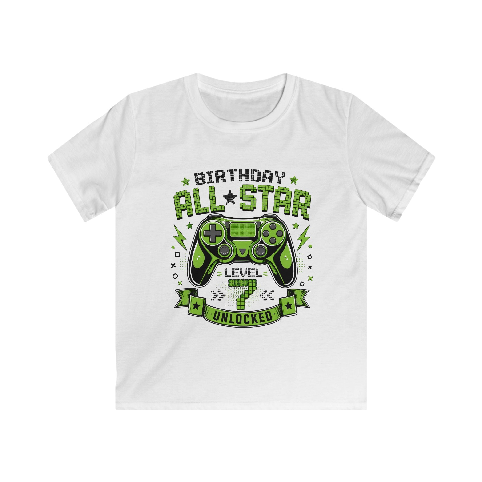 Kids T‑Shirt "Birthday All Star: Level Unlocked" Video Game Controller Tee