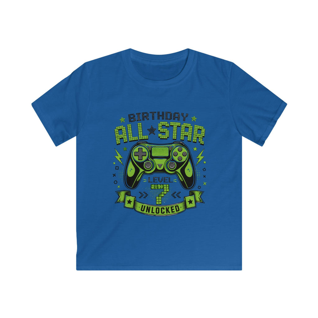 Kids T‑Shirt "Birthday All Star: Level Unlocked" Video Game Controller Tee