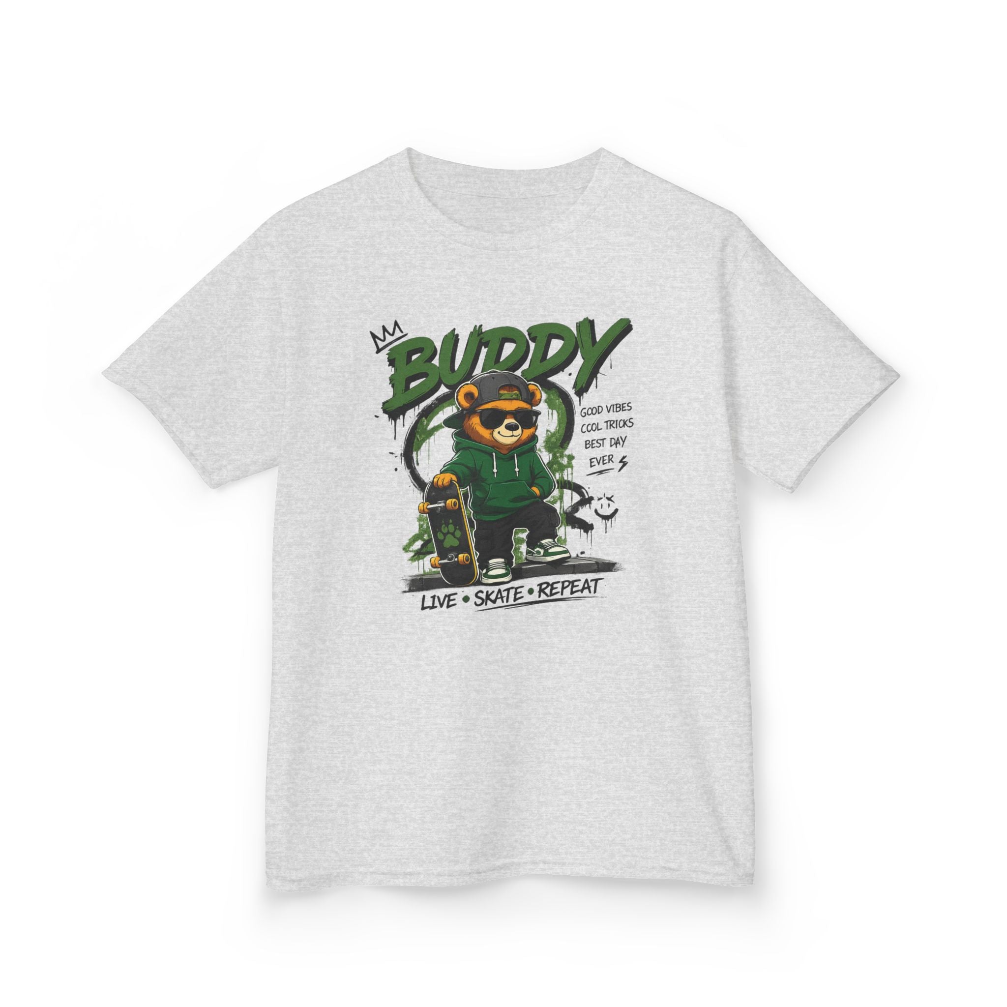 Kids Skateboard Tee "Buddy" Graphic Live • Skate • Repeat Boys and Girls Graphic Tee