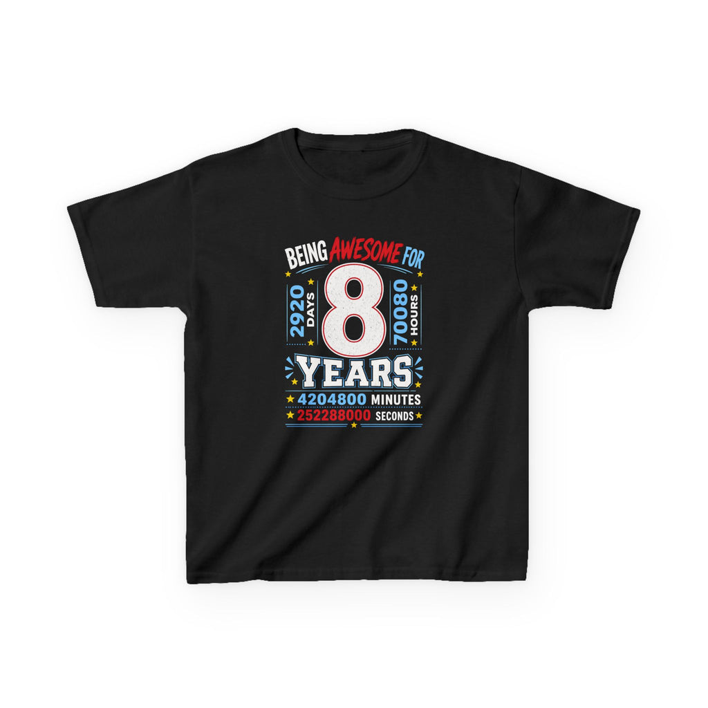" Being Awesome For 8 Years" Graphic kids Birthday T-Shirt Design