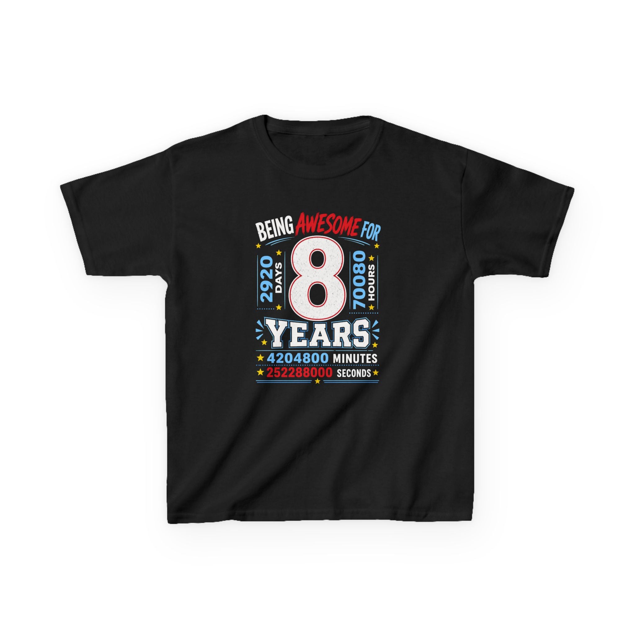 " Being Awesome For 8 Years" Graphic kids Birthday T-Shirt Design