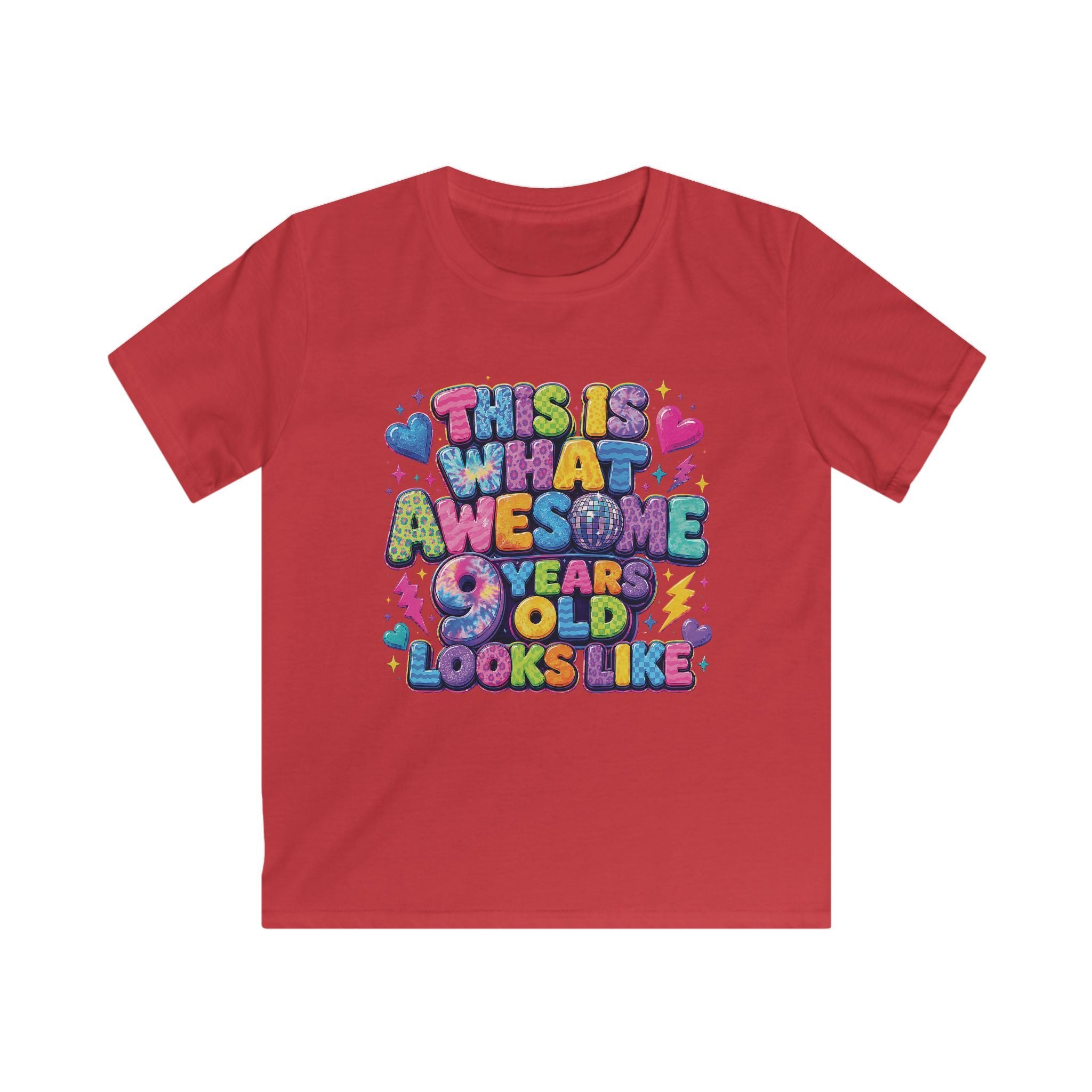 Kids Tee "This Is What Awesome 10 Years Old Looks Like" Colorful Birthday Shirt